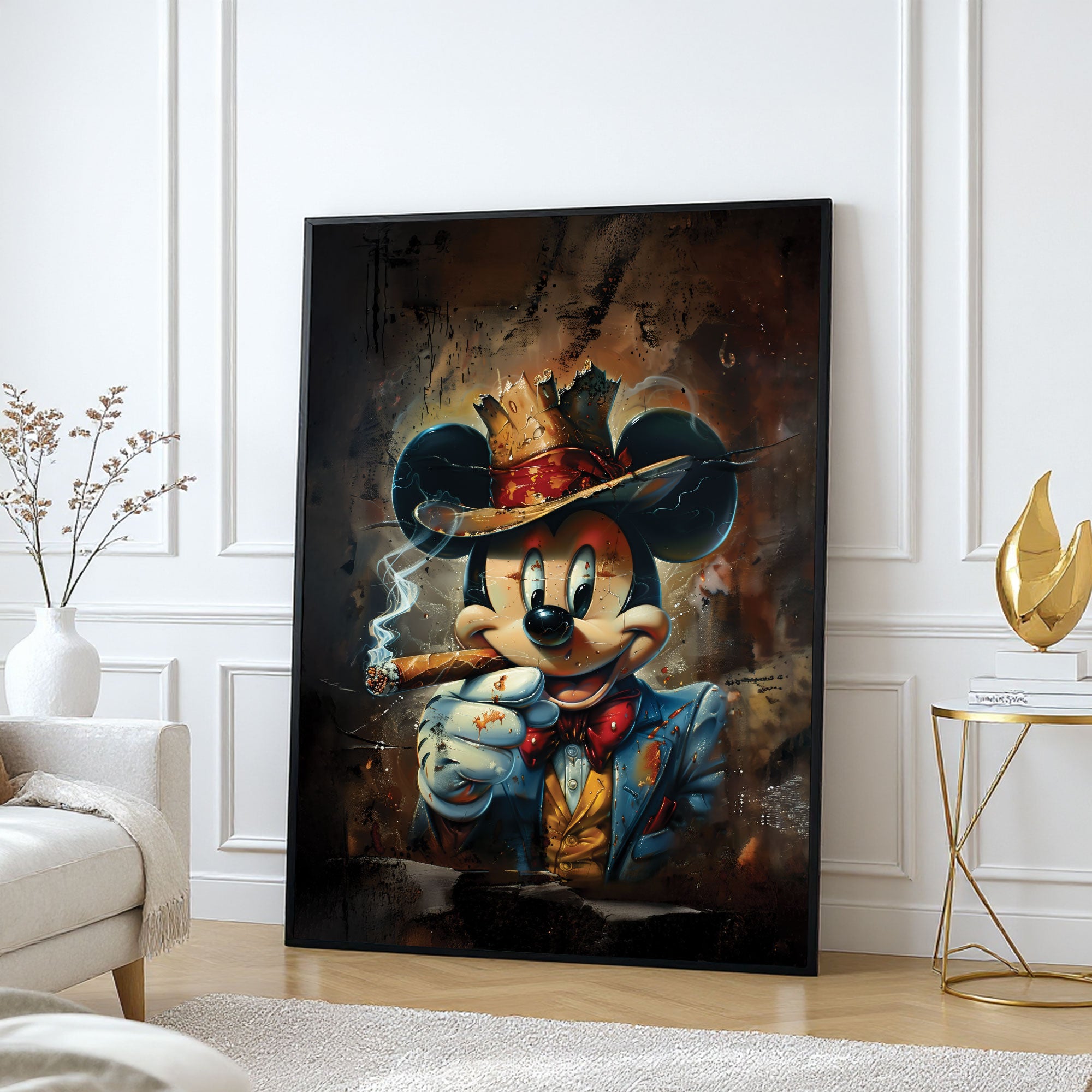 The Castle Decor Mafia Cartoon Style Wall Art – Luxury Gangster Abstract Artwork, Premium Sparkle Finish Wall Décor, 20×30 Inch for Man Cave & Office