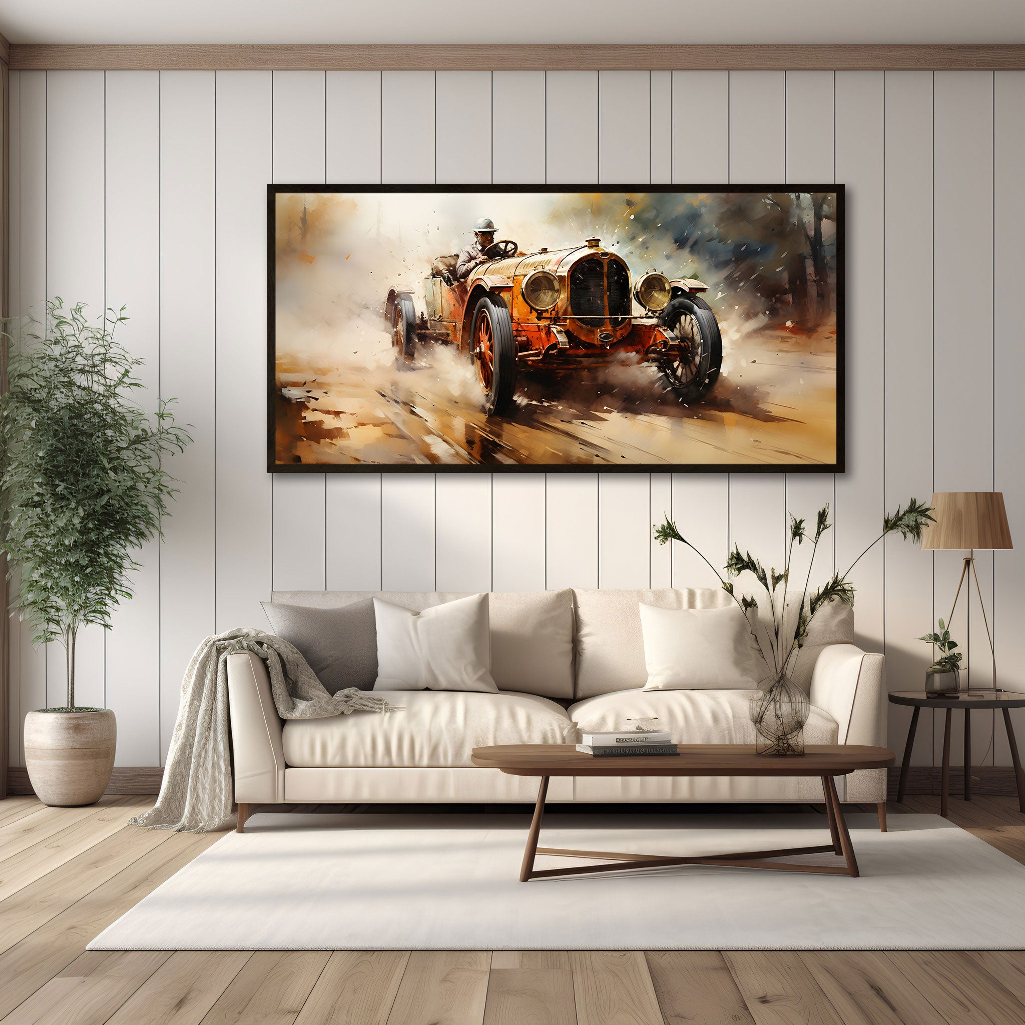 Vintage carAbstract Canvas painting with frame Big Size Wall Art for living room,Bedroom,Drawing room,Hotels