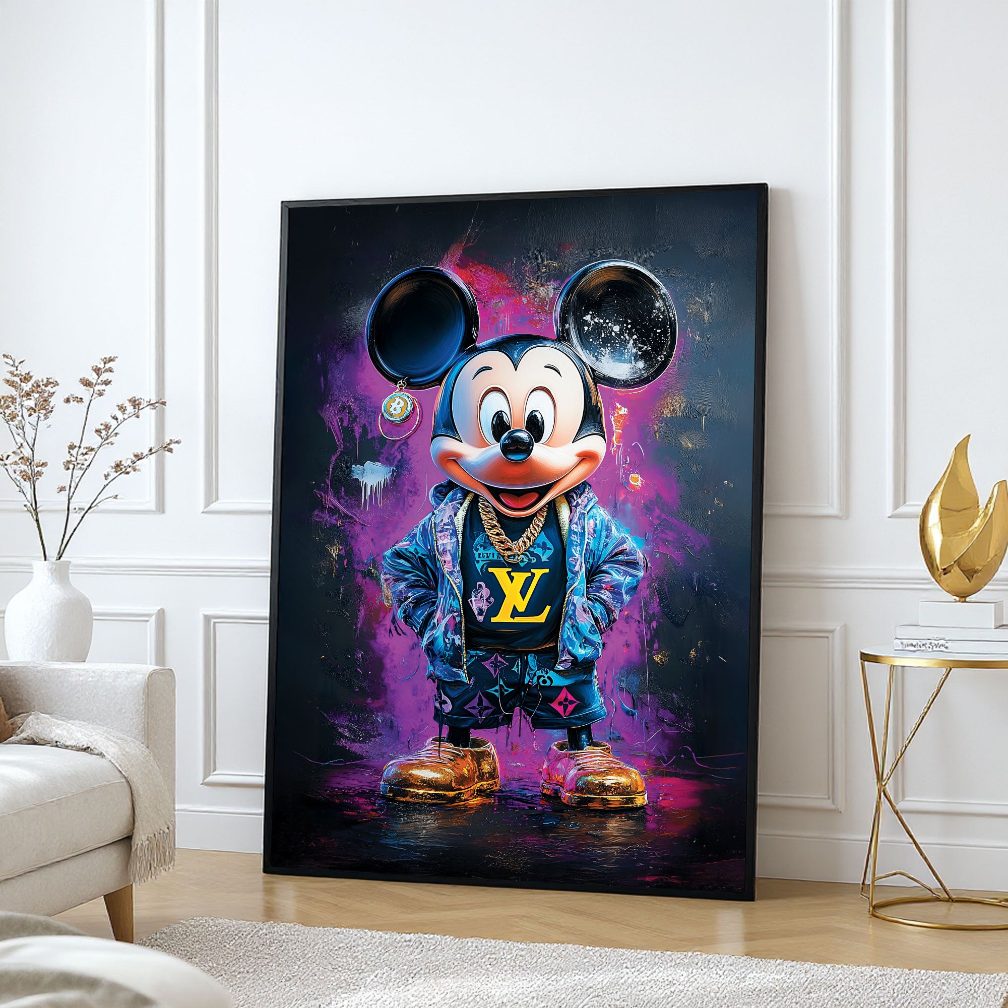 The Castle Decor Luxury Mouse Pop Art Wall Poster, Designer Fashion Street Artwork with Sparkle Finish, 20×30 Inch Wall Décor for Bedroom & Modern Interiors