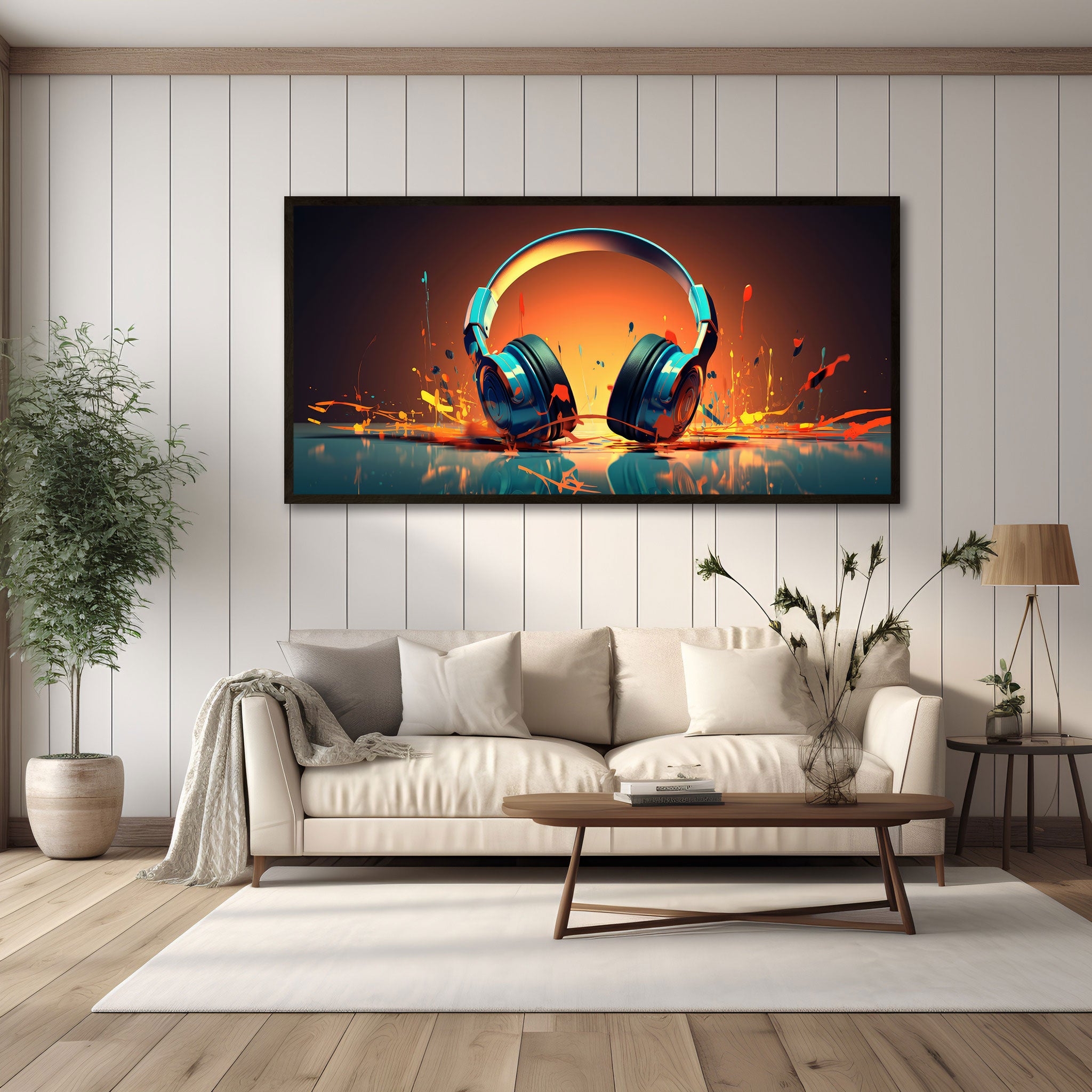 HeadphoneAbstract Canvas painting with frame Big Size Wall Art for living room,Bedroom,Drawing room,Hotels