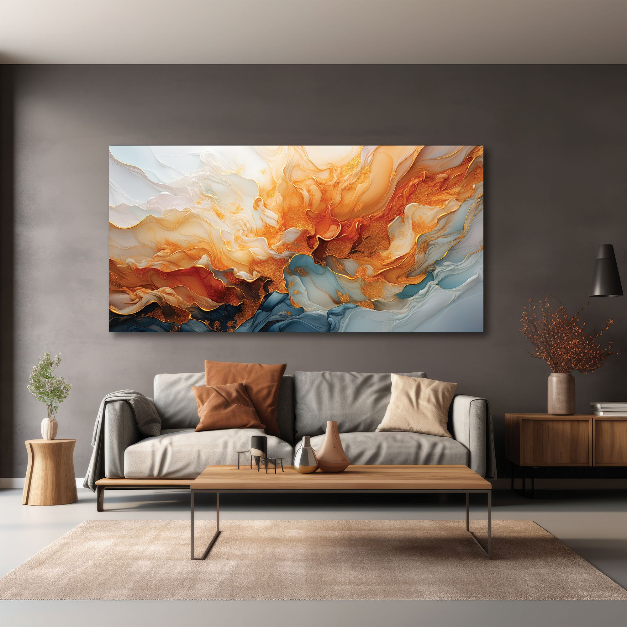 Modern MulticoloursAbstract Canvas painting with frame Big Size Wall Art for living room,Bedroom,Drawing room,Hotels
