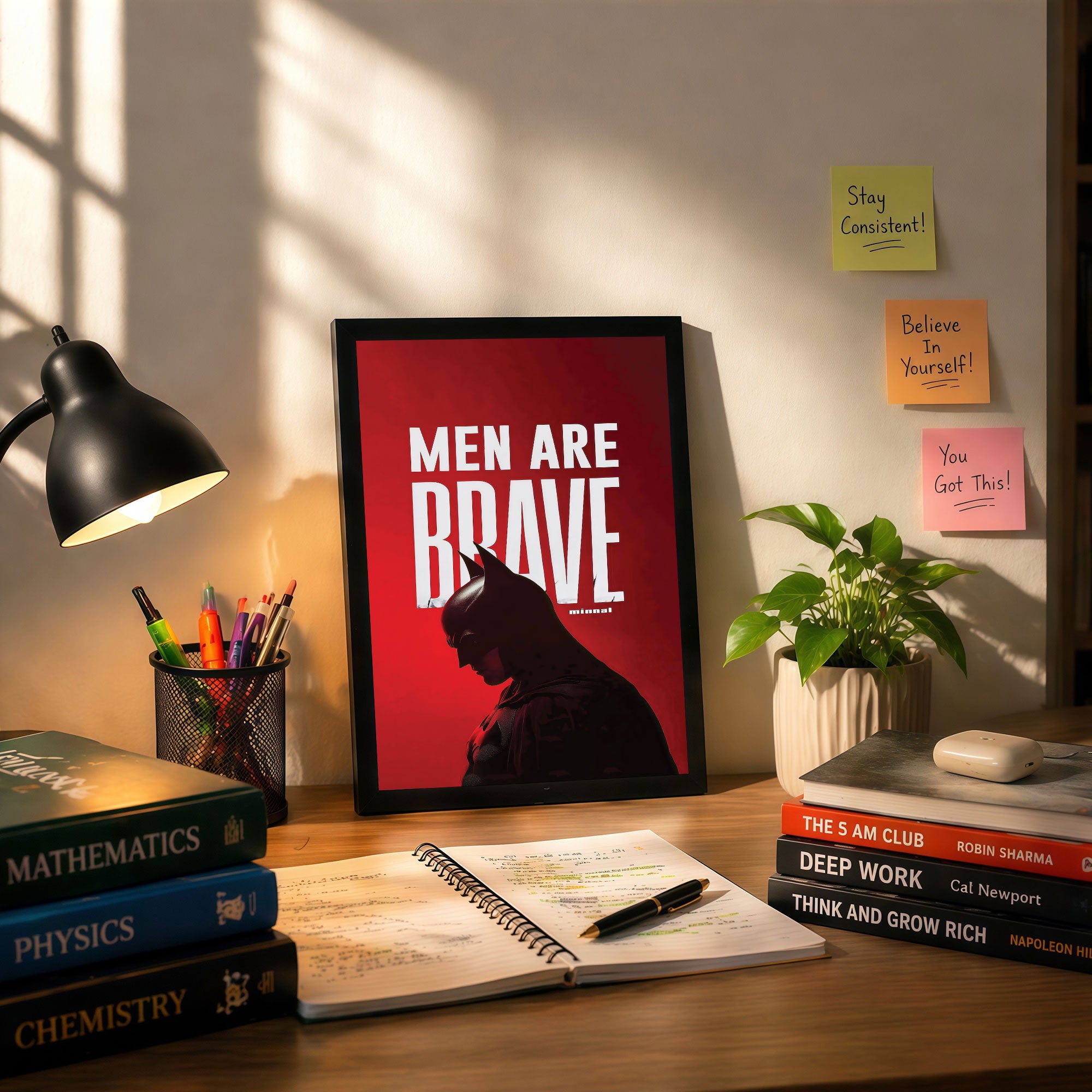 The Castle Decor Men Are Brave Wall Art Frame | Motivational Quote Decor for Home & Office