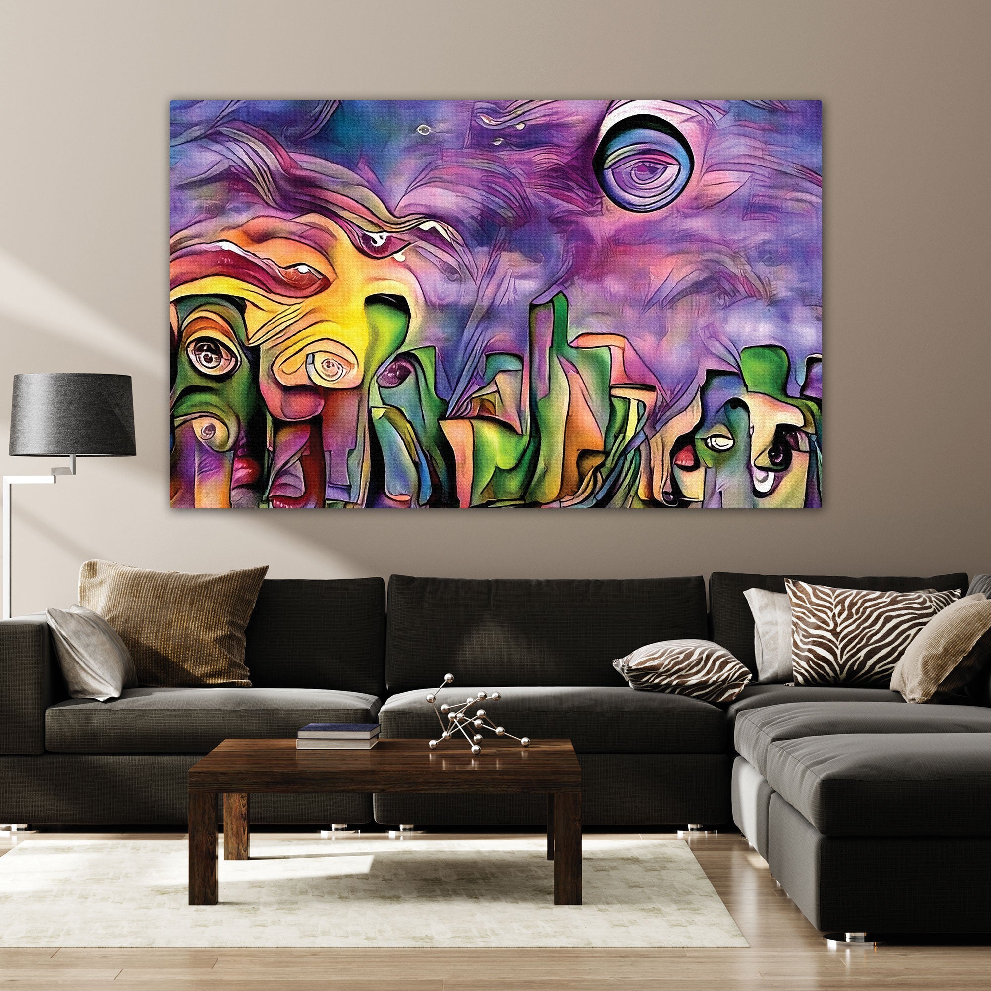 Swirly shapesAbstract Canvas painting with frame Big Size Wall Art for living room,Bedroom,Drawing room,Hotels