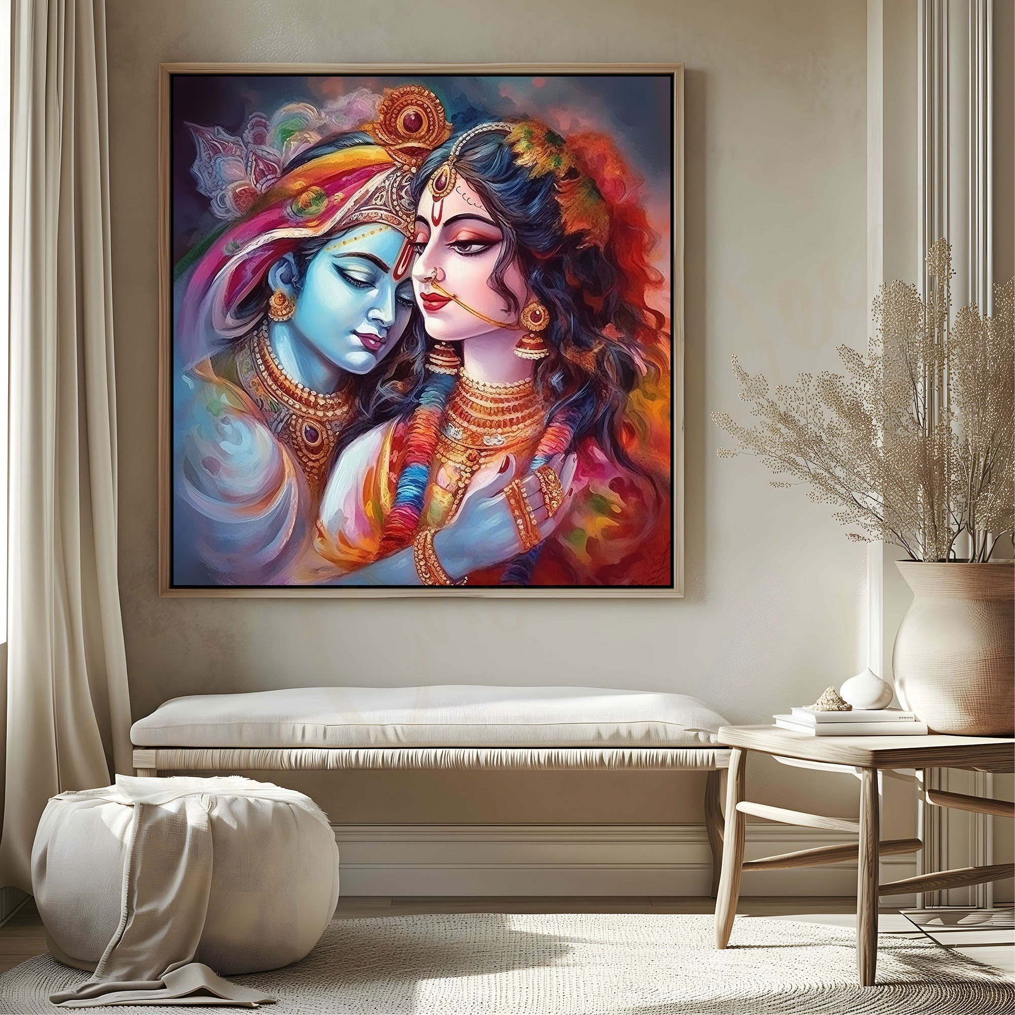 Radha krishan painting with frame Big Size Wall Art for living room,Bedroom,Drawing room,Hotels