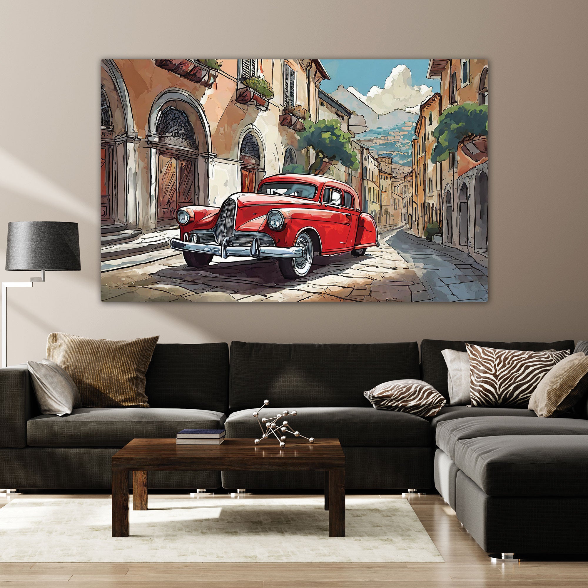 Vintage carAbstract Canvas painting with frame Big Size Wall Art for living room,Bedroom,Drawing room,Hotels
