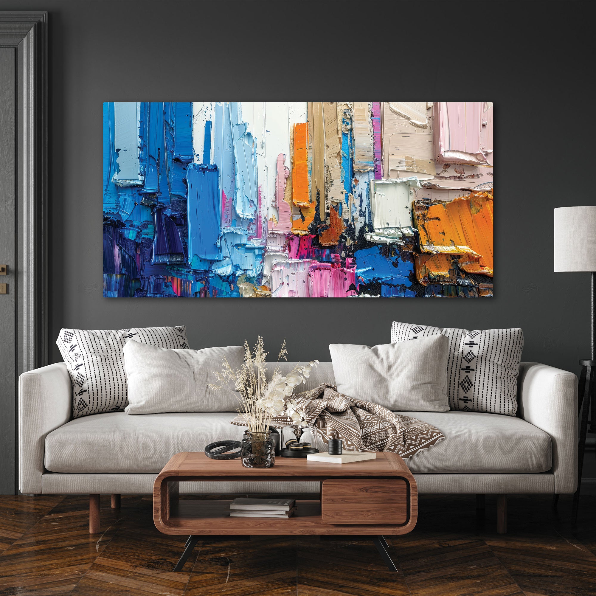 MulticoloursAbstract Canvas painting with frame Big Size Wall Art for living room,Bedroom,Drawing room,Hotels