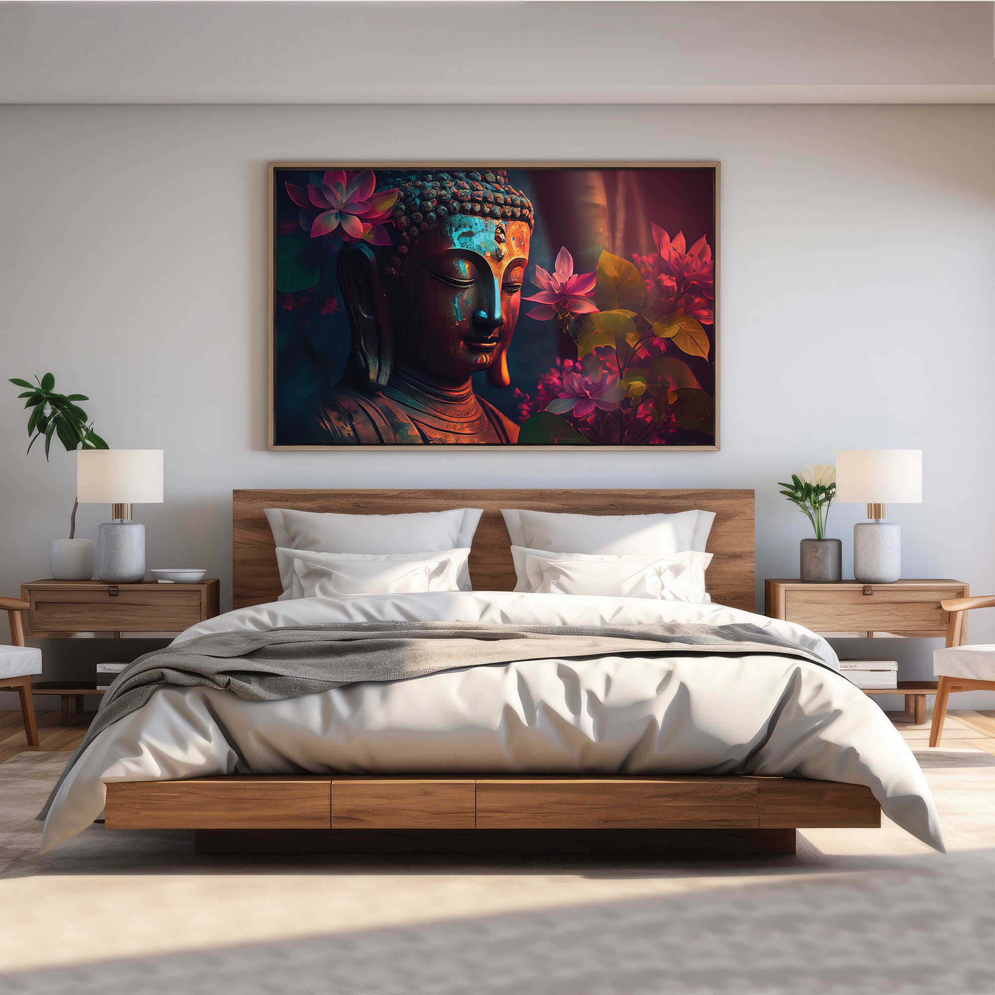 Budha art Canvas painting with frame Big Size Wall Art for living room,Bedroom,Drawing room,Hotels