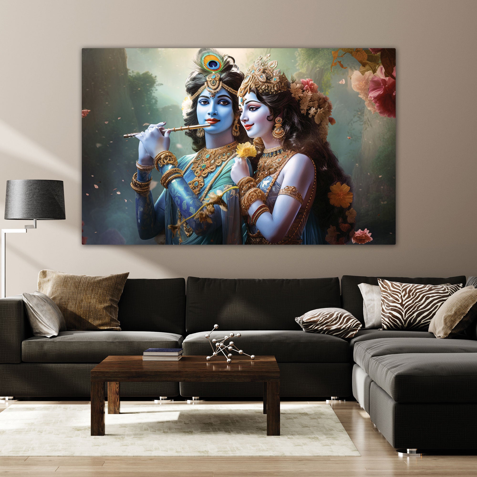 Radha krishan ji Canvas painting with frame Big Size Wall Art for living room,Bedroom,Drawing room,Hotels