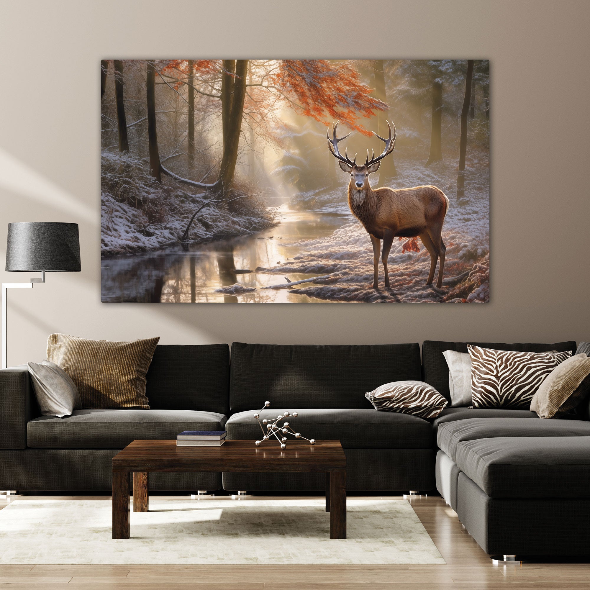 Deer Abstract Canvas painting with frame Big Size Wall Art for living room,Bedroom,Drawing room,Hotels