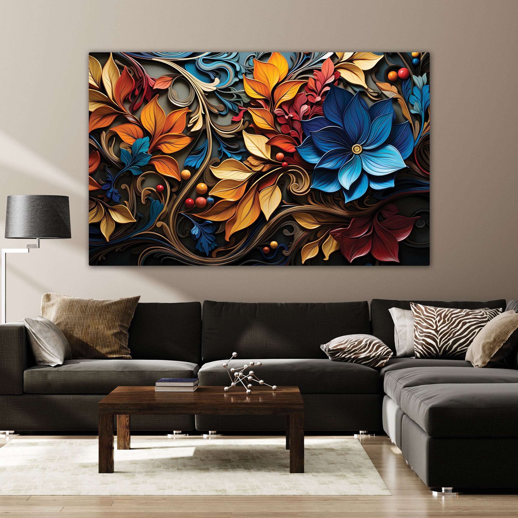 FlowersAbstract Canvas painting with frame Big Size Wall Art for living room,Bedroom,Drawing room,Hotels