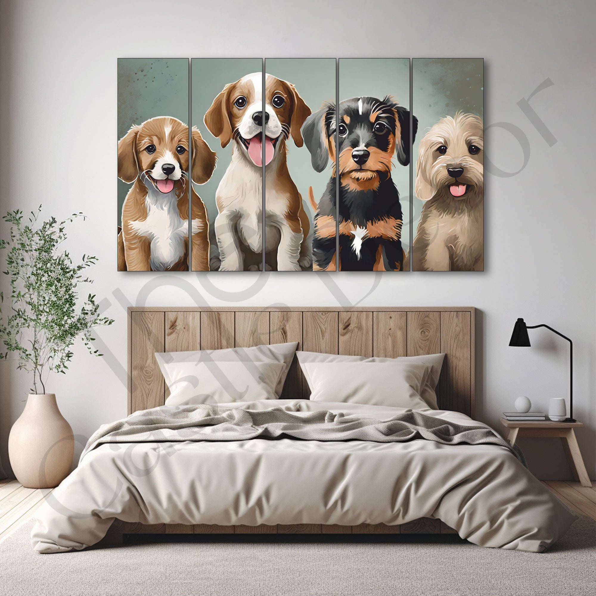 Dogs Painting with frame Big Size Wall Art for living room,Bedroom,Drawing room,Hotels