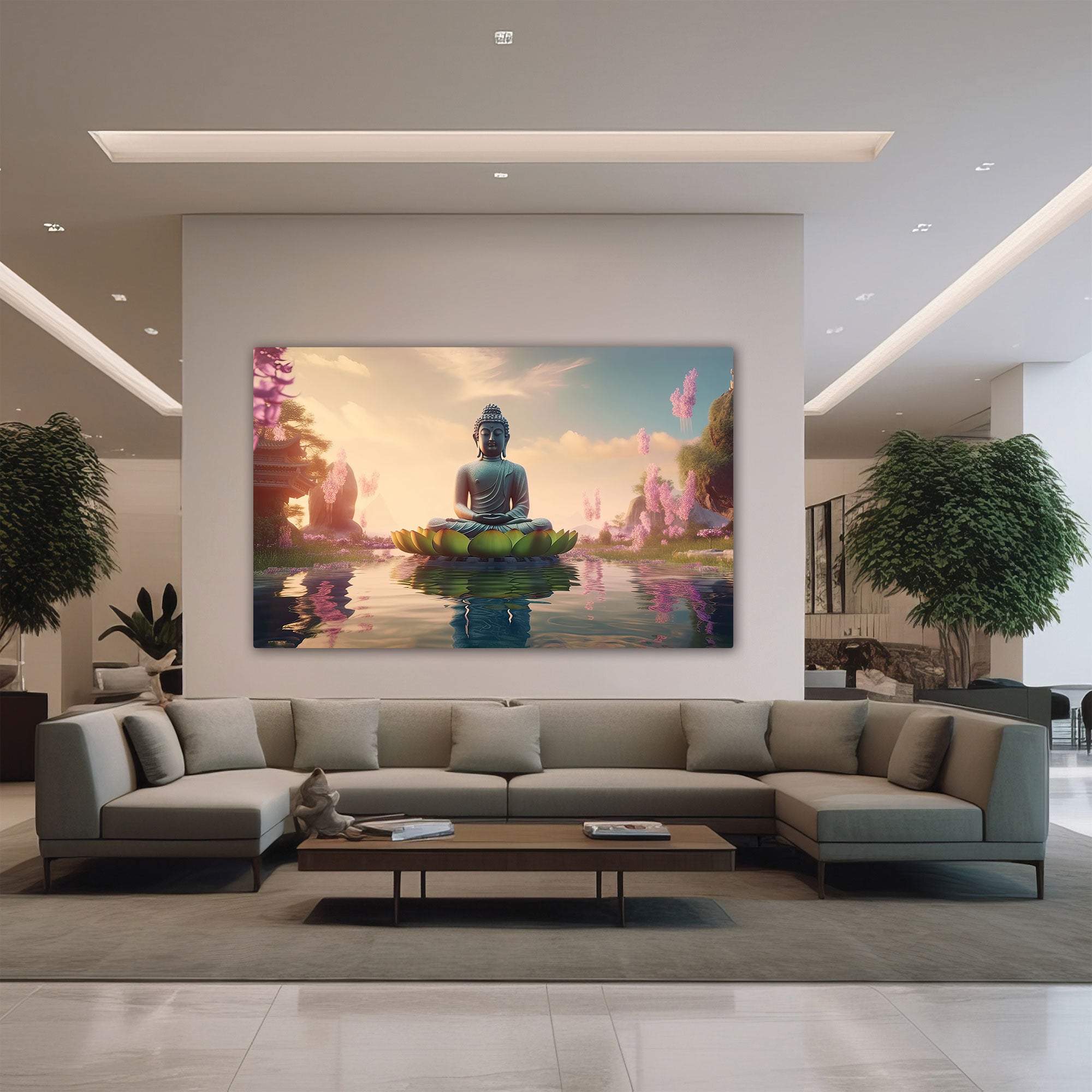 Lord budha meditating Canvas painting with frame Big Size Wall Art for living room,Bedroom,Drawing room,Hotels