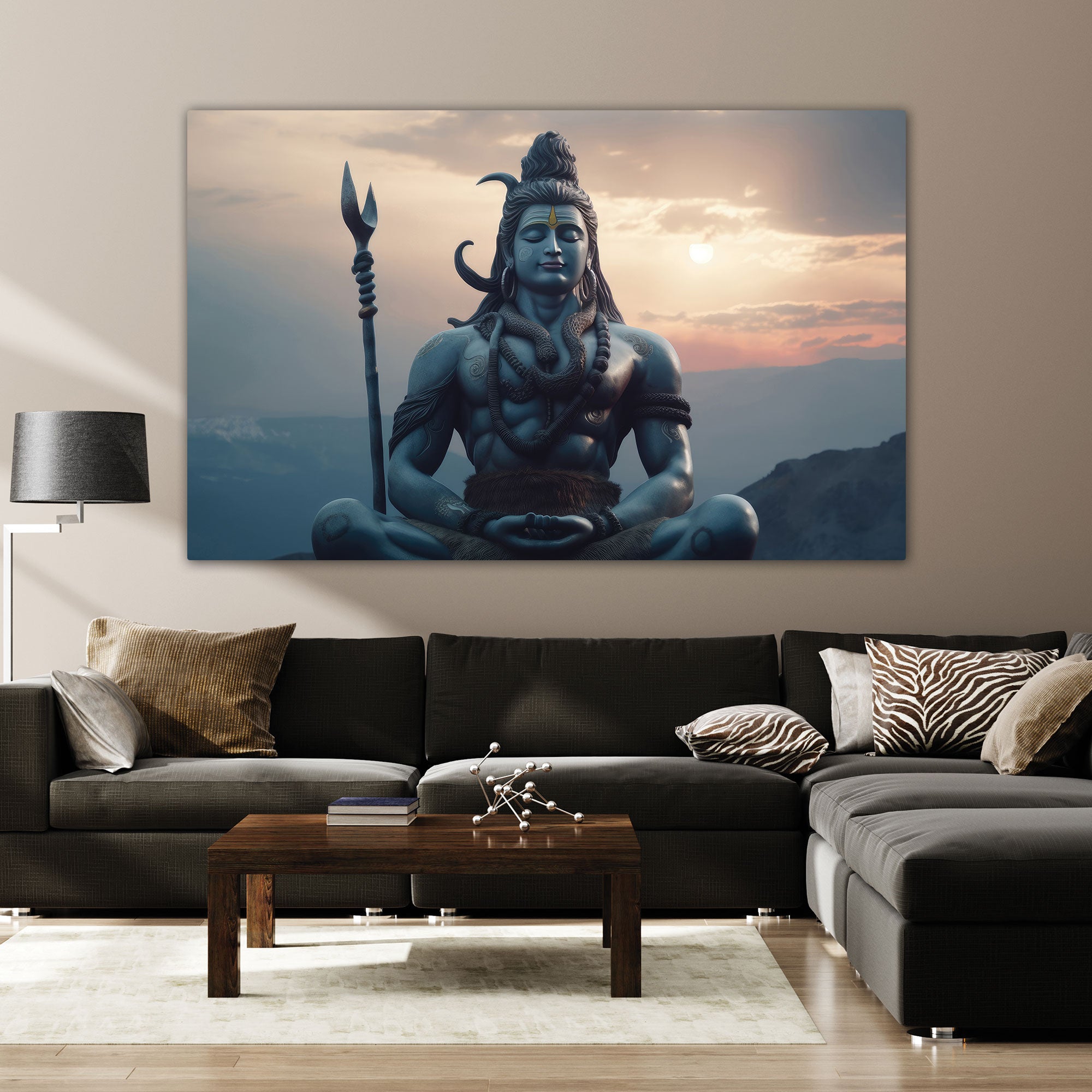 Lord shivji Canvas painting with frame Big Size Wall Art for living room,Bedroom,Drawing room,Hotels