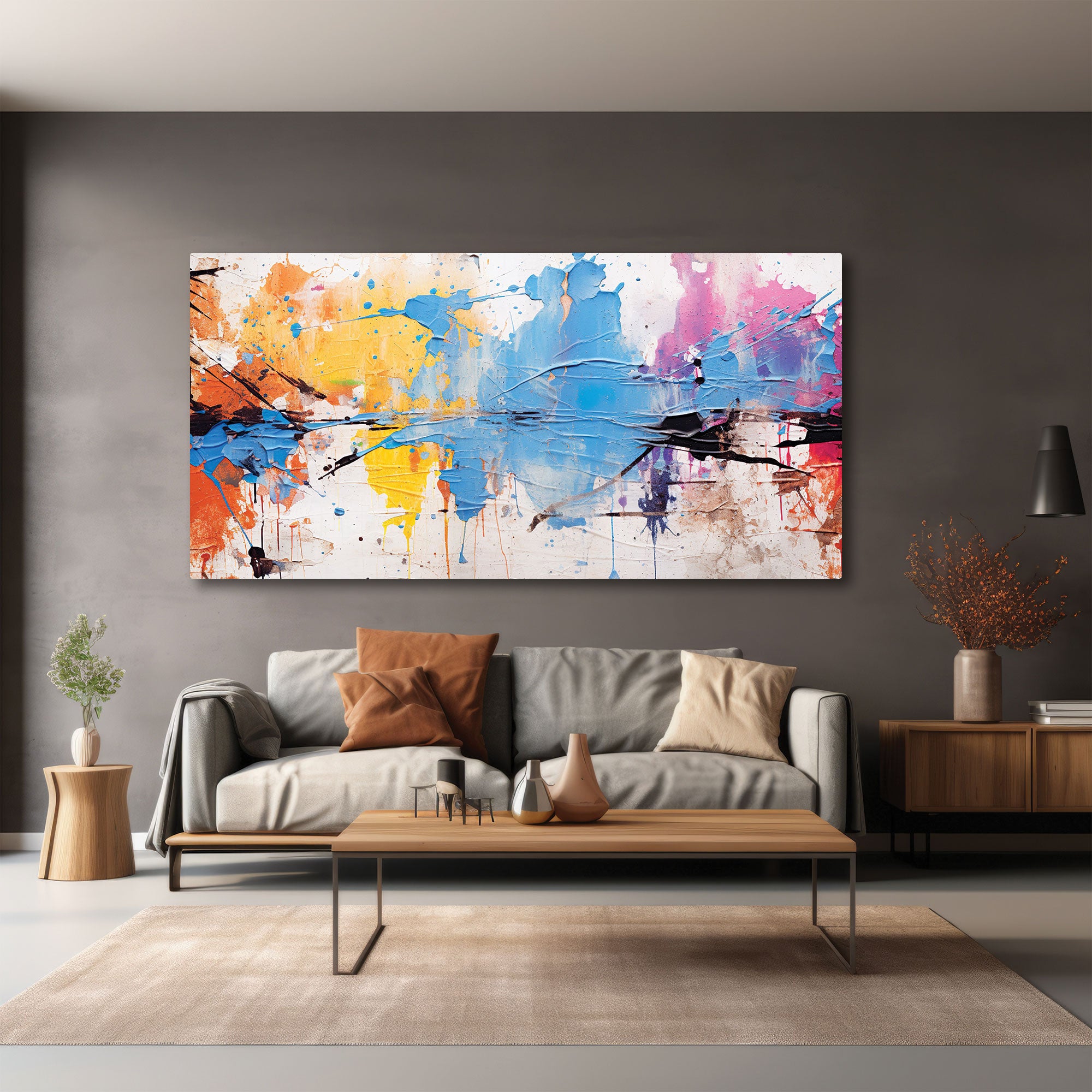 ColoursAbstract Canvas painting with frame Big Size Wall Art for living room,Bedroom,Drawing room,Hotels