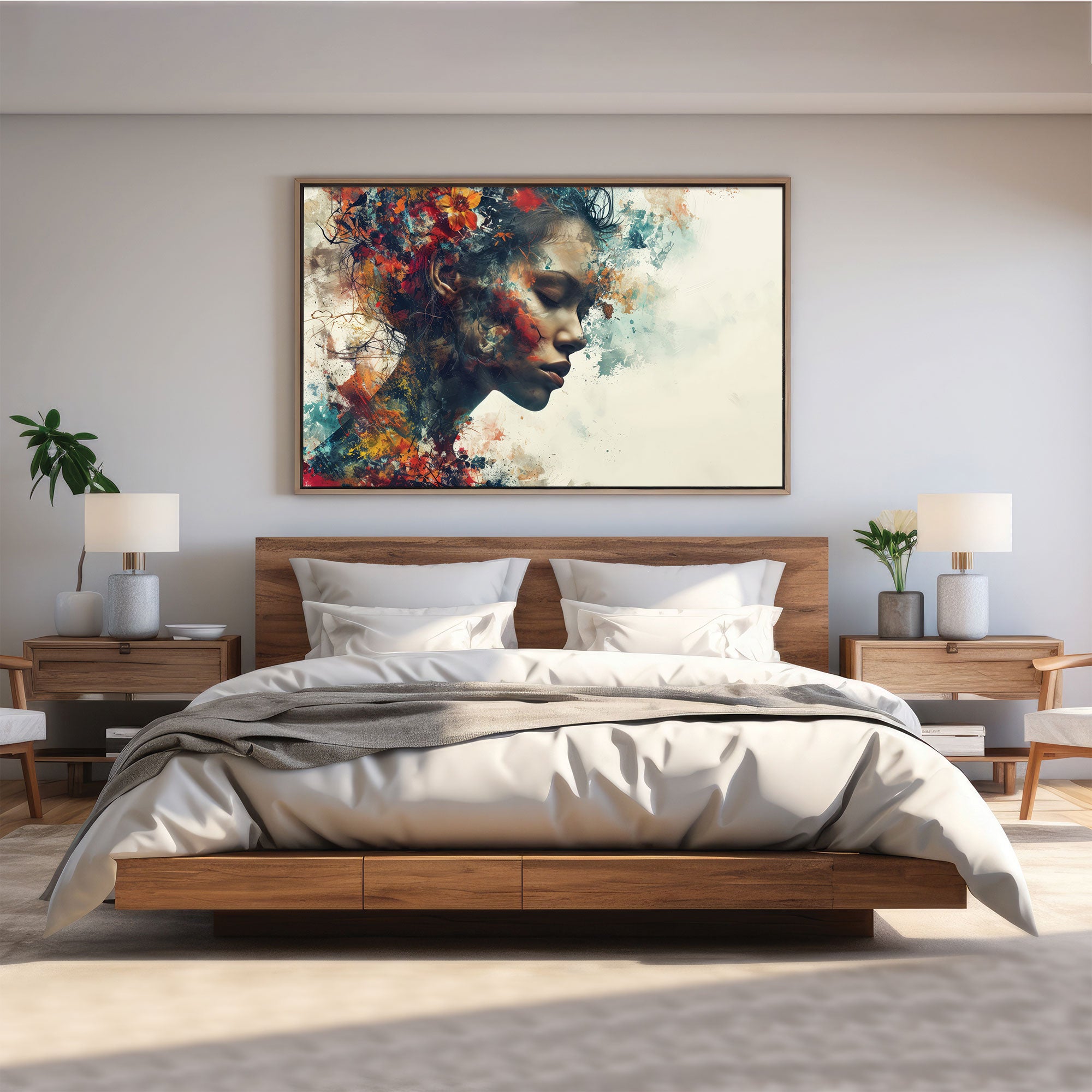 Women Face Abstract Canvas painting with frame Big Size Wall Art for living room,Bedroom,Drawing room,Hotels