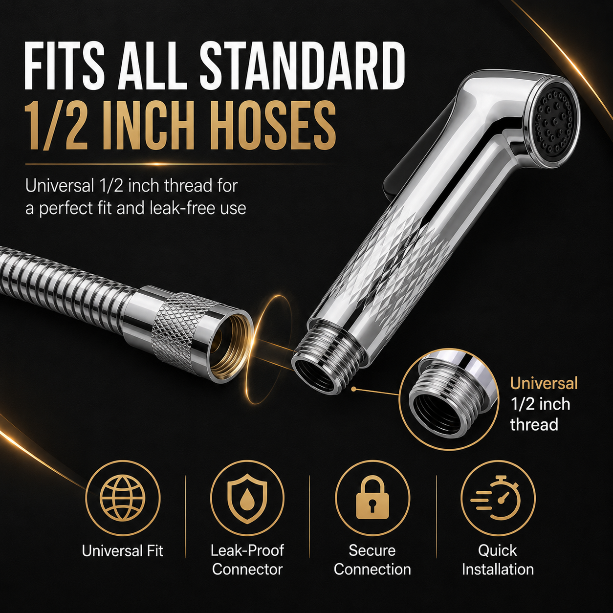 The Castle Decor Self-Cleaning Health Faucet Spray Gun | Anti-Clog Hand Bidet Sprayer with Smooth Powerful Spray, Ergonomic Trigger, Premium Chrome Finish & Universal 1/2 Inch Fit