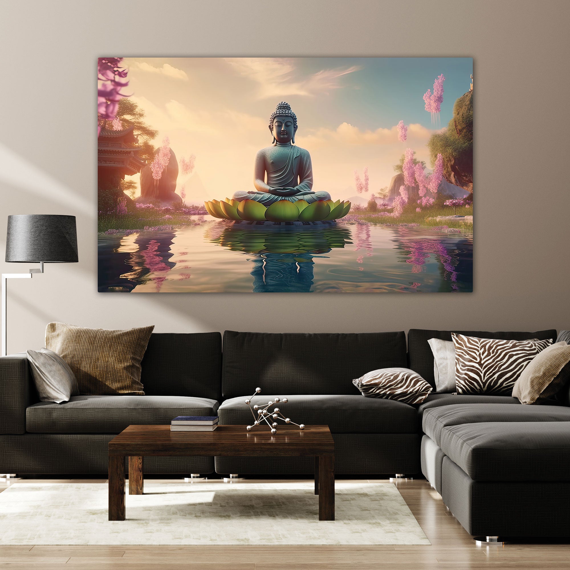 Lord budha meditating Canvas painting with frame Big Size Wall Art for living room,Bedroom,Drawing room,Hotels