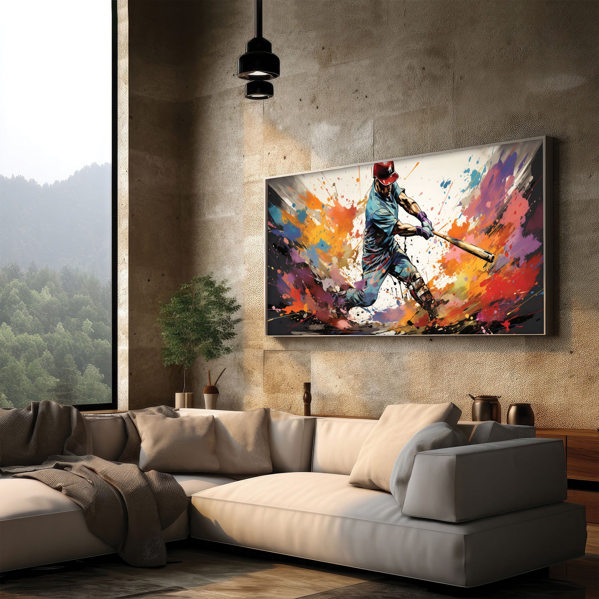 Baseball Canvas painting with frame Big Size Wall Art for living room,Bedroom,Drawing room,Hotels
