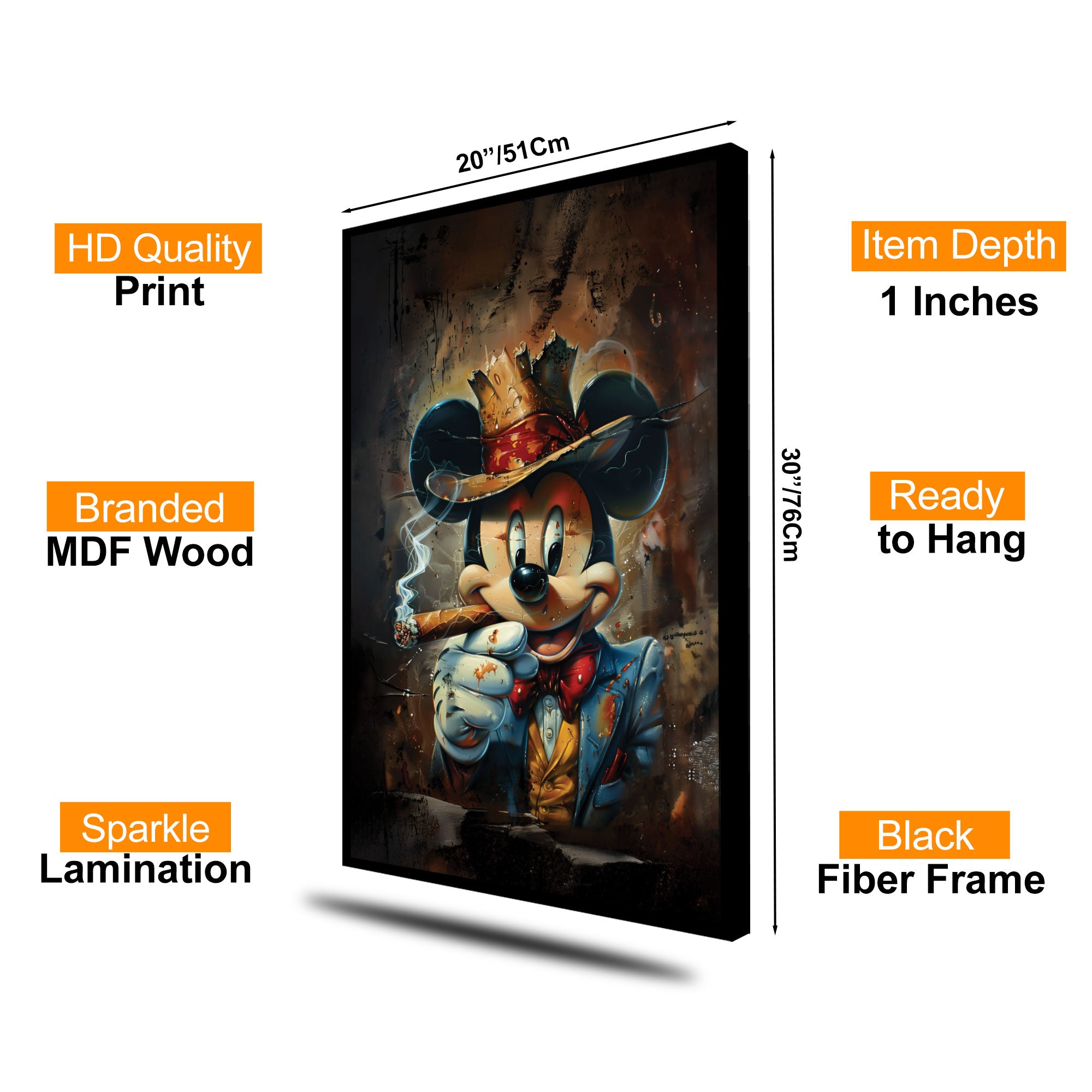 The Castle Decor Mafia Cartoon Style Wall Art – Luxury Gangster Abstract Artwork, Premium Sparkle Finish Wall Décor, 20×30 Inch for Man Cave & Office