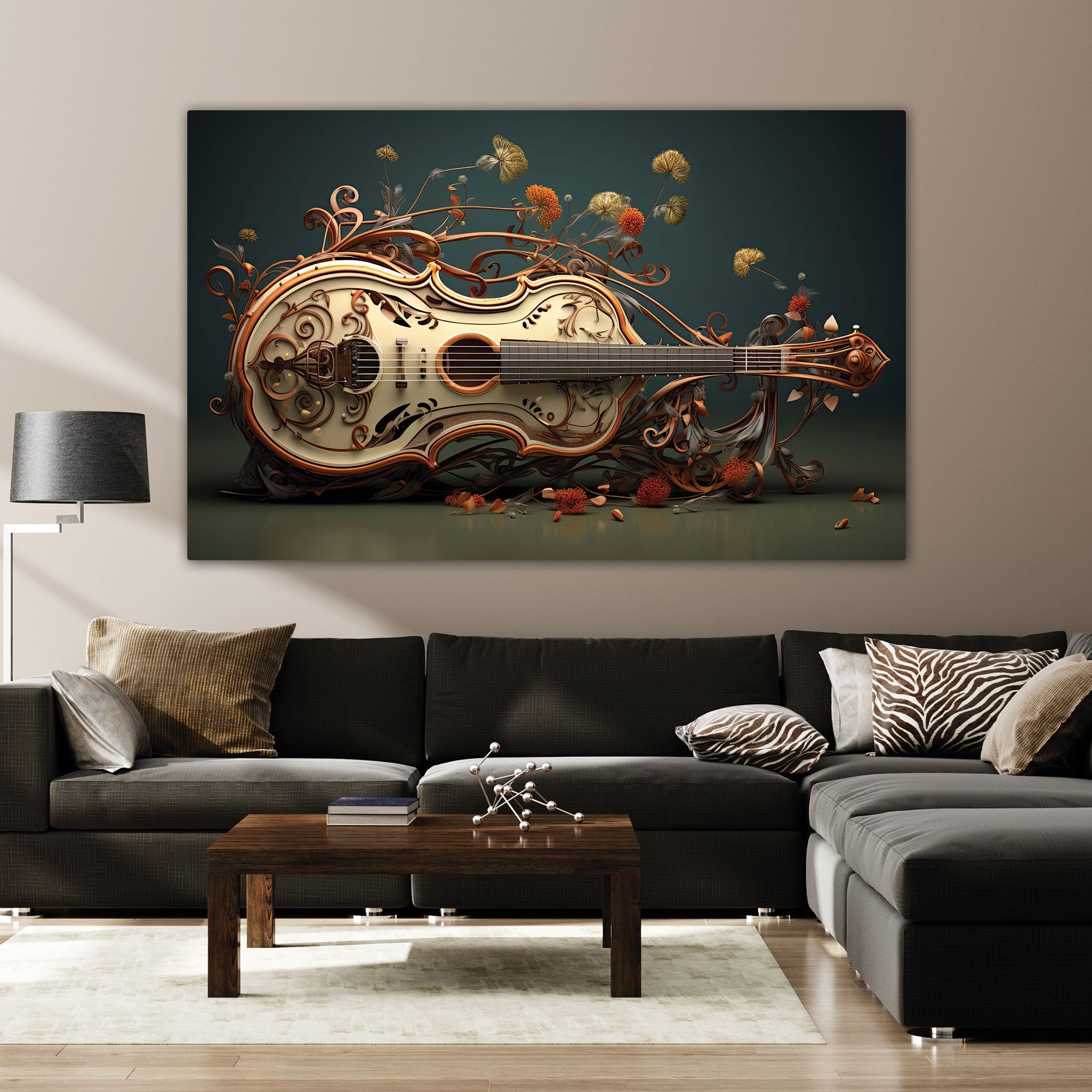 Guitar Canvas painting with frame Big Size Wall Art for living room,Bedroom,Drawing room,Hotels