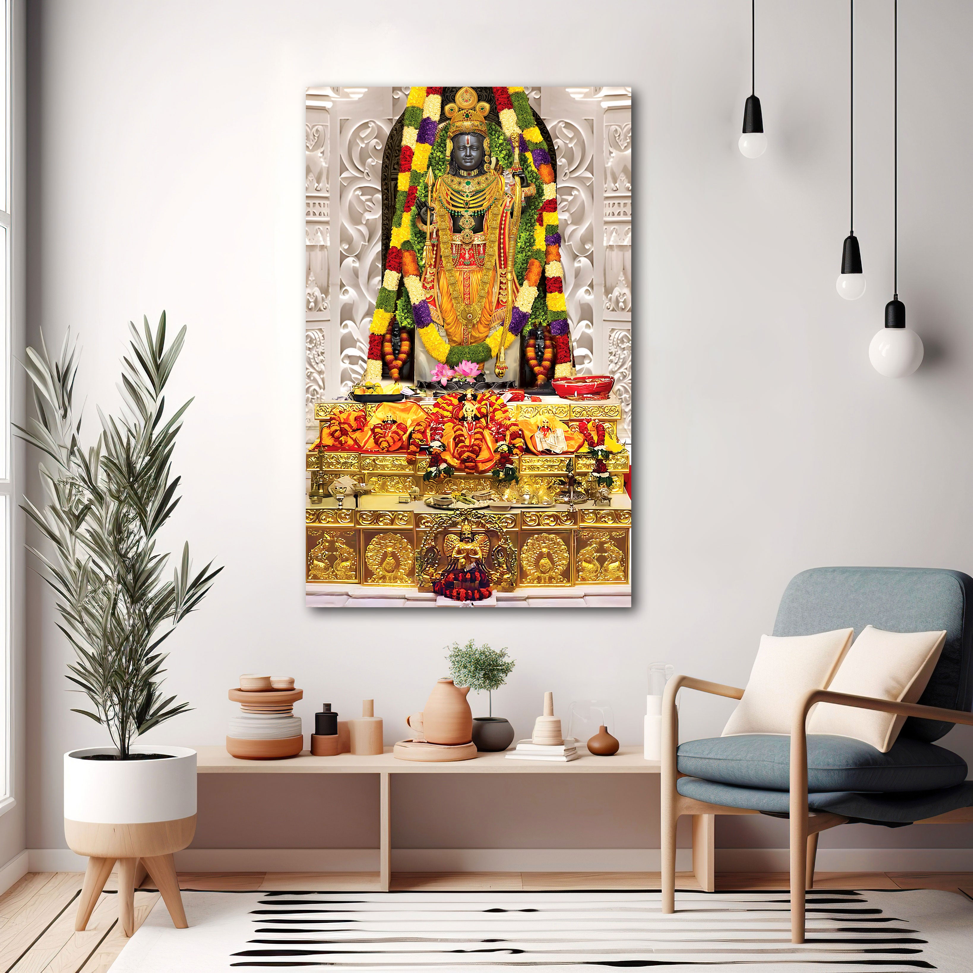 The Castle Decor ramlala canvas/Sparkle painting with frame Big Size Wall Art for living room,Bedroom,Drawing room,Hotels-Wooden Framed-Digital Painting