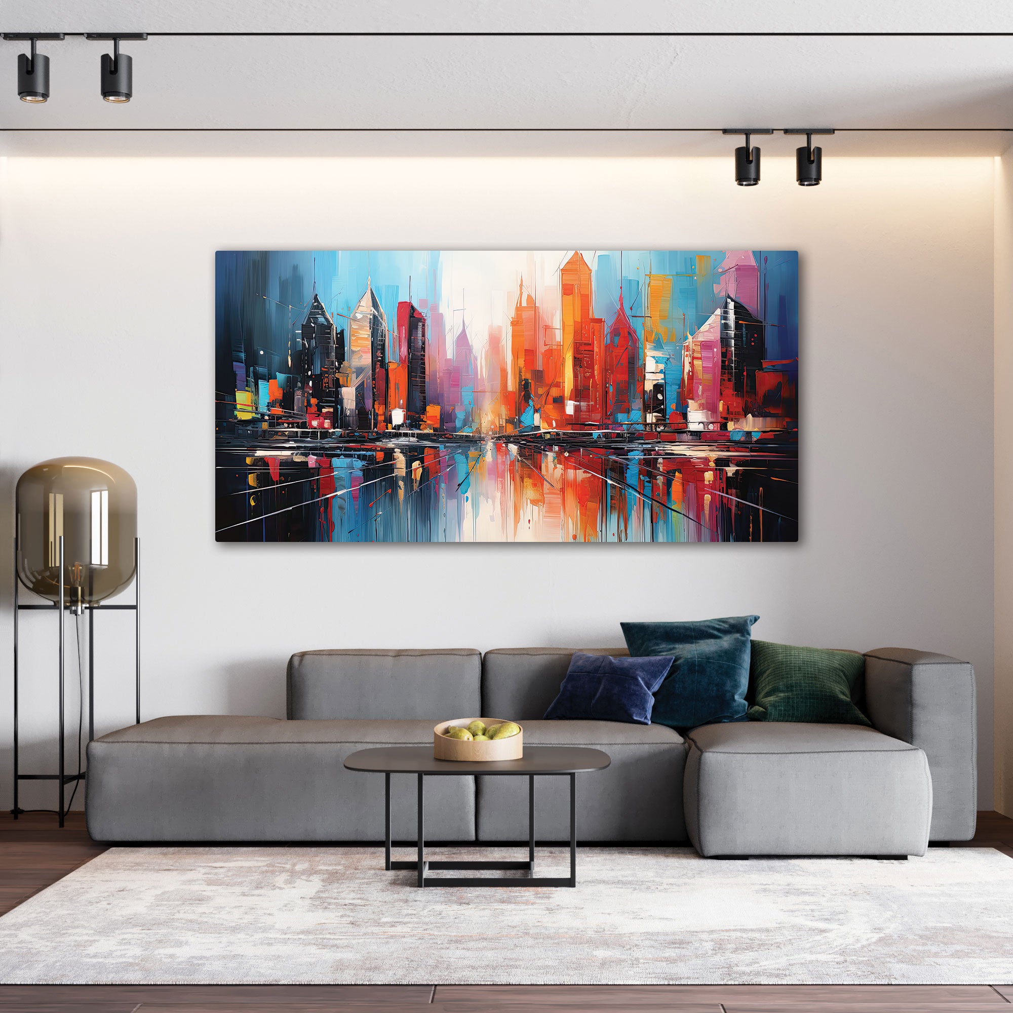 Multi coloursAbstract Canvas painting with frame Big Size Wall Art for living room,Bedroom,Drawing room,Hotels