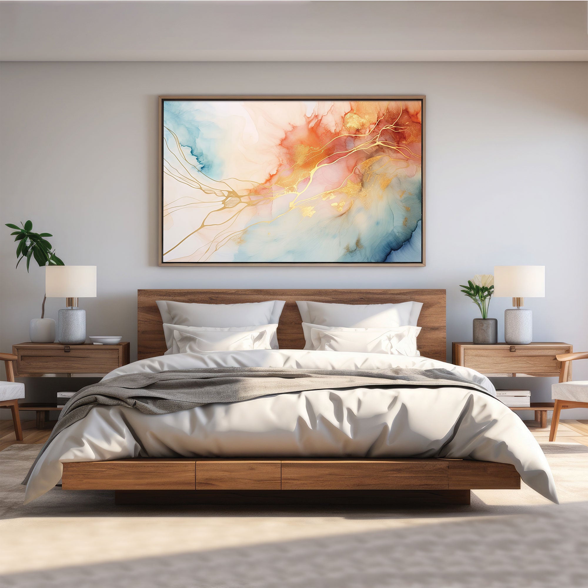 Marble Abstract Canvas painting with frame Big Size Wall Art for living room,Bedroom,Drawing room,Hotels