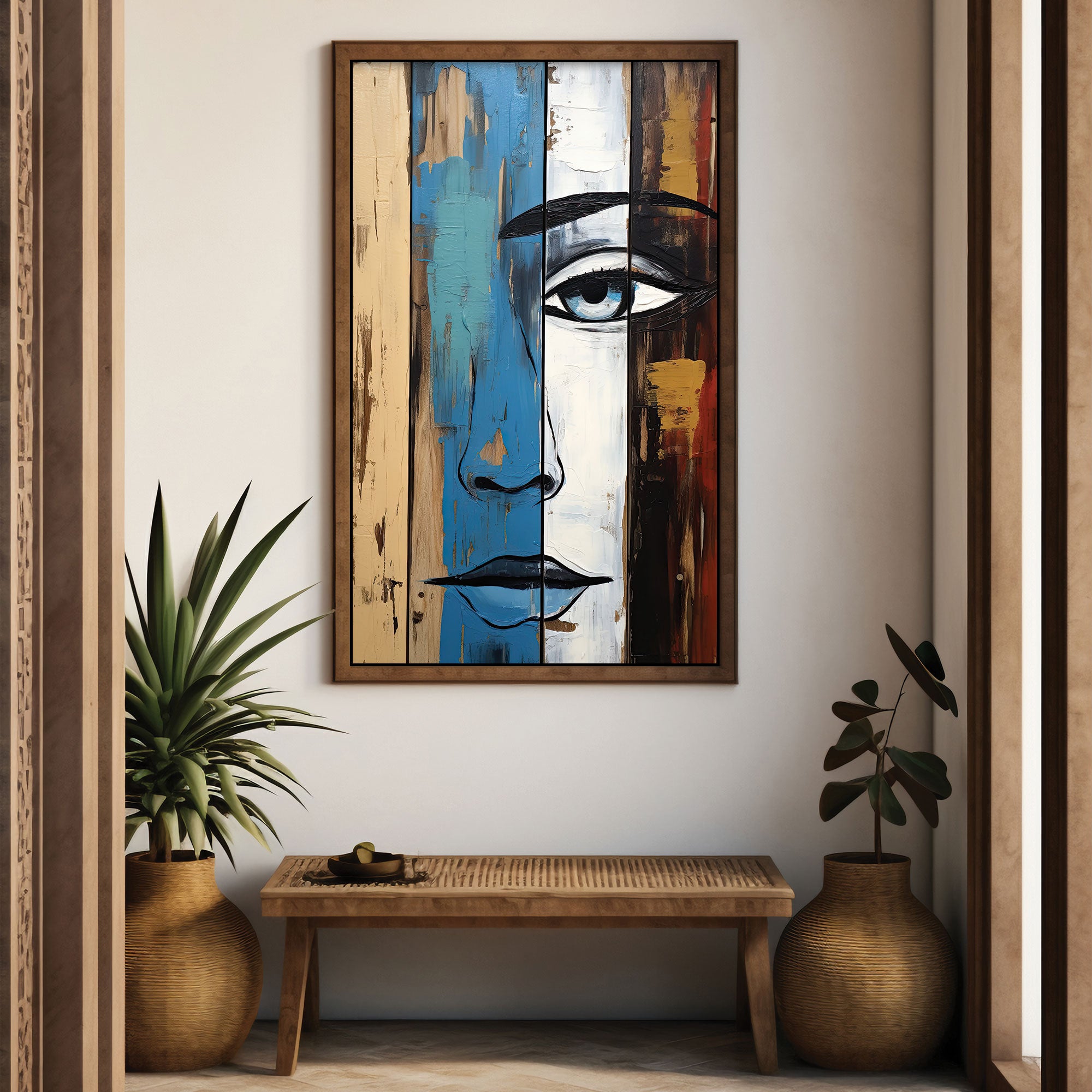 Women faceAbstract Canvas painting with frame Big Size Wall Art for living room,Bedroom,Drawing room,Hotels