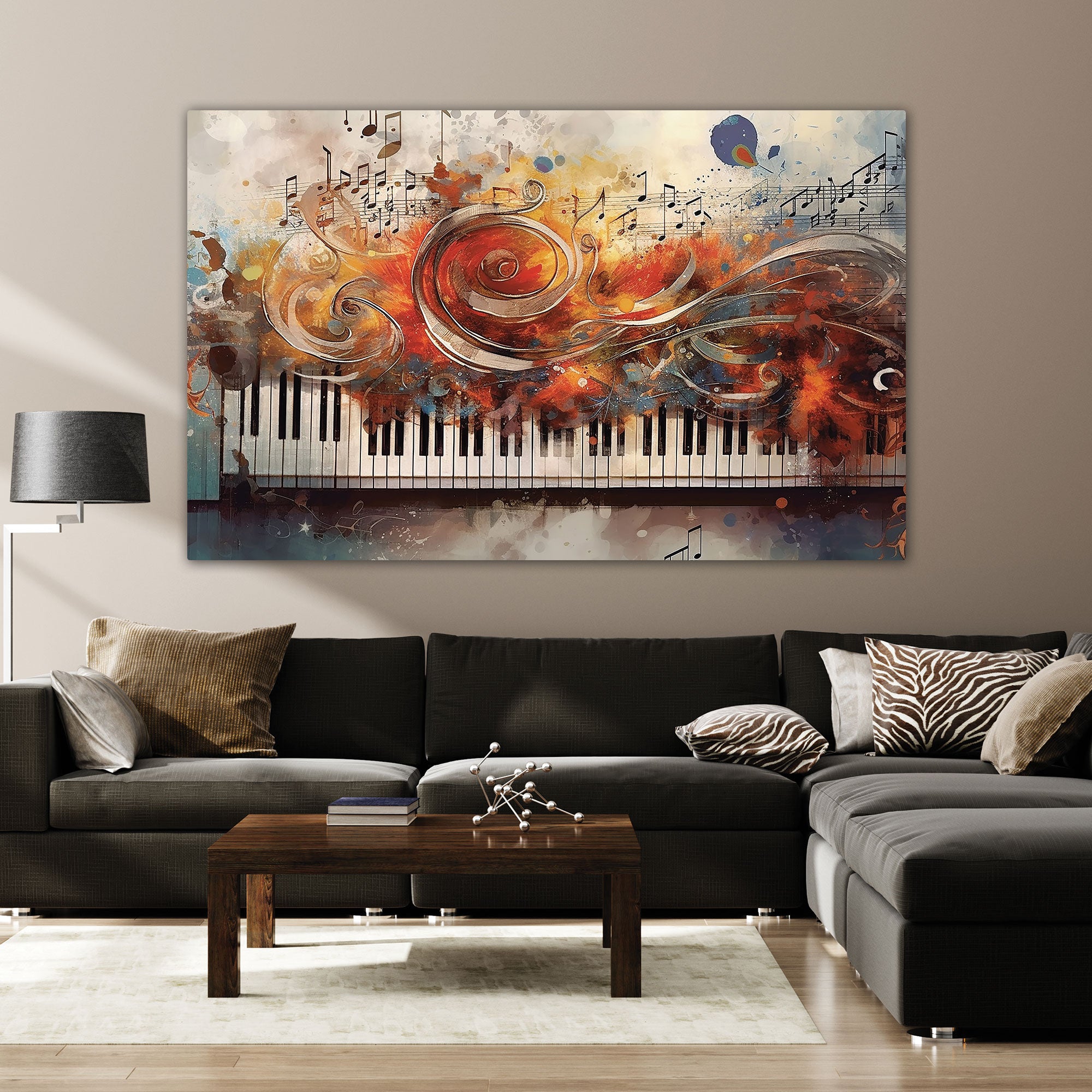 Pianno music Canvas painting with frame Big Size Wall Art for living room,Bedroom,Drawing room,Hotels