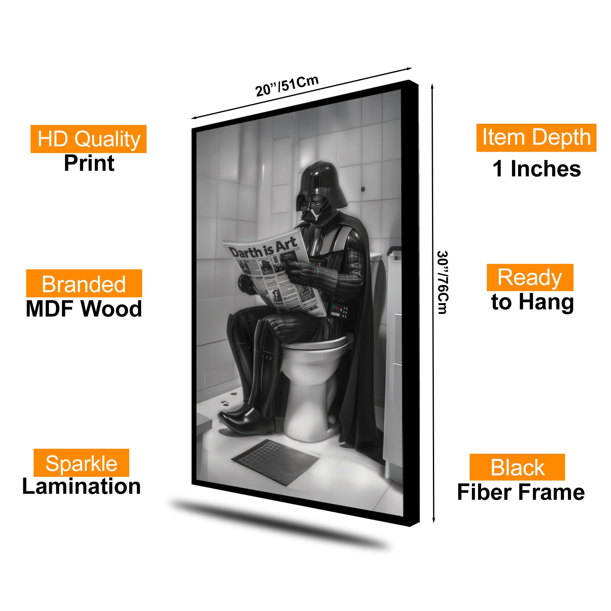 The Castle Decor Darth Vader Wall Art Poster, Dark Humor Pop Culture Artwork with Premium Sparkle Finish, 20×30 Inch Wall Décor for Man Cave & Gaming Room