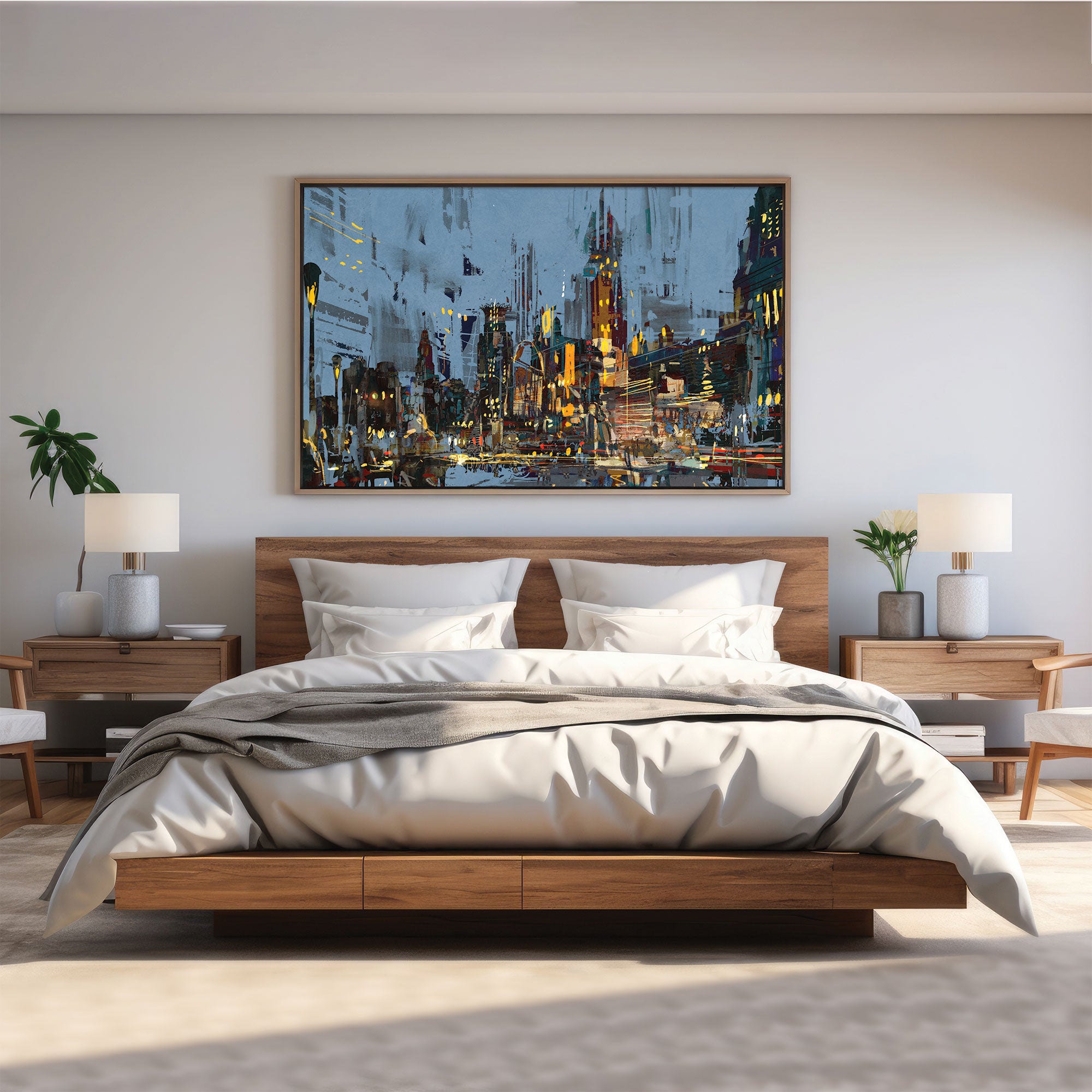 CityAbstract Canvas painting with frame Big Size Wall Art for living room,Bedroom,Drawing room,Hotels