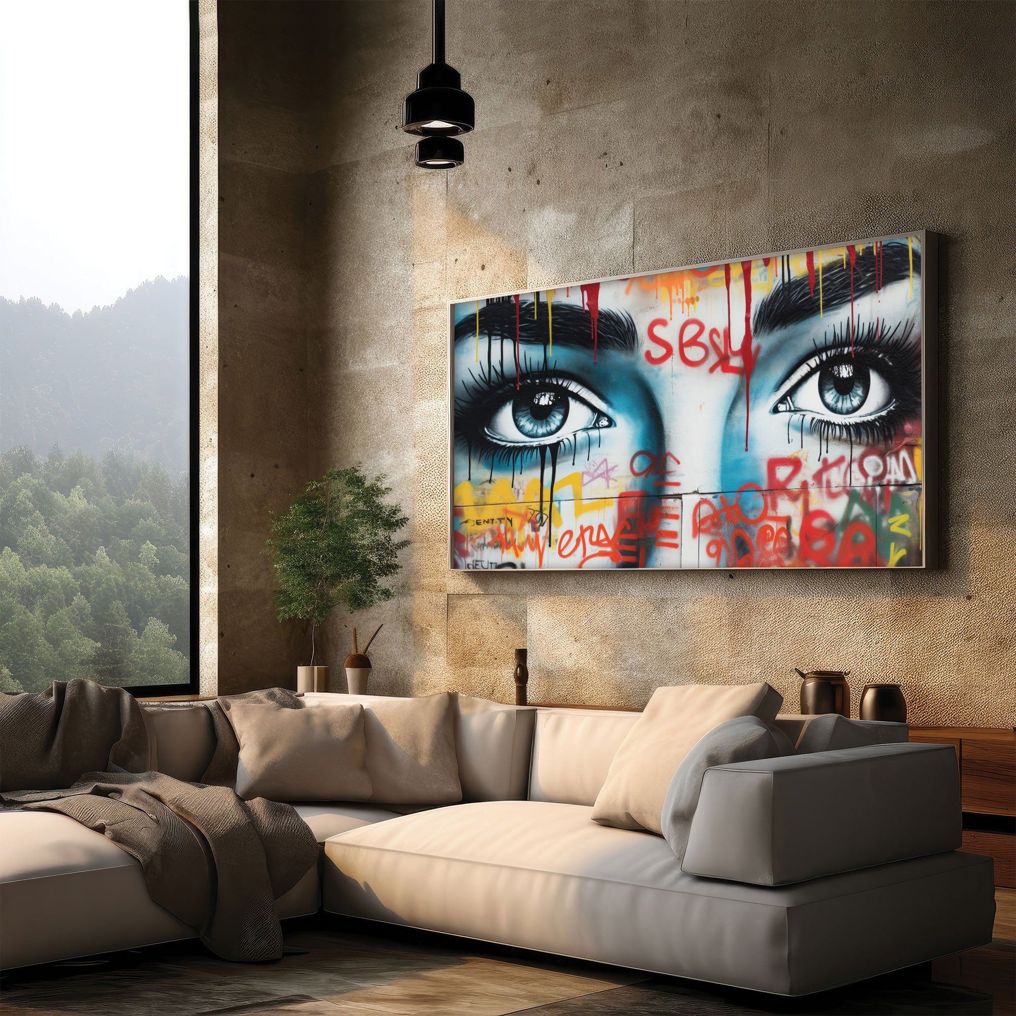 Graffiti womanAbstract Canvas painting with frame Big Size Wall Art for living room,Bedroom,Drawing room,Hotels