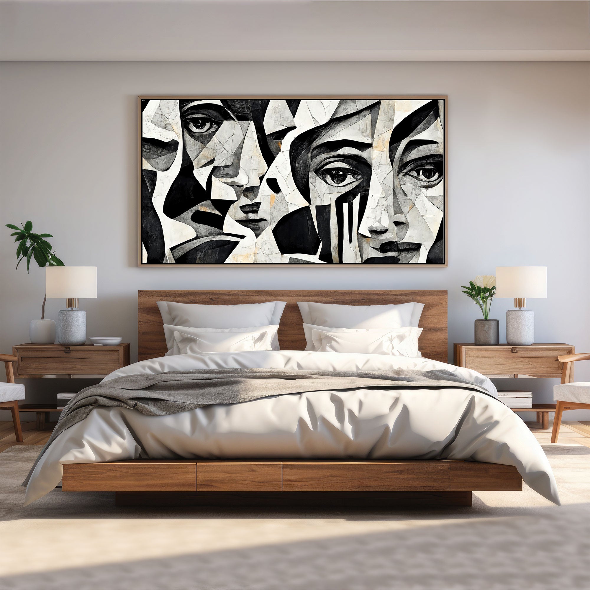 Modern faceAbstract Canvas painting with frame Big Size Wall Art for living room,Bedroom,Drawing room,Hotels