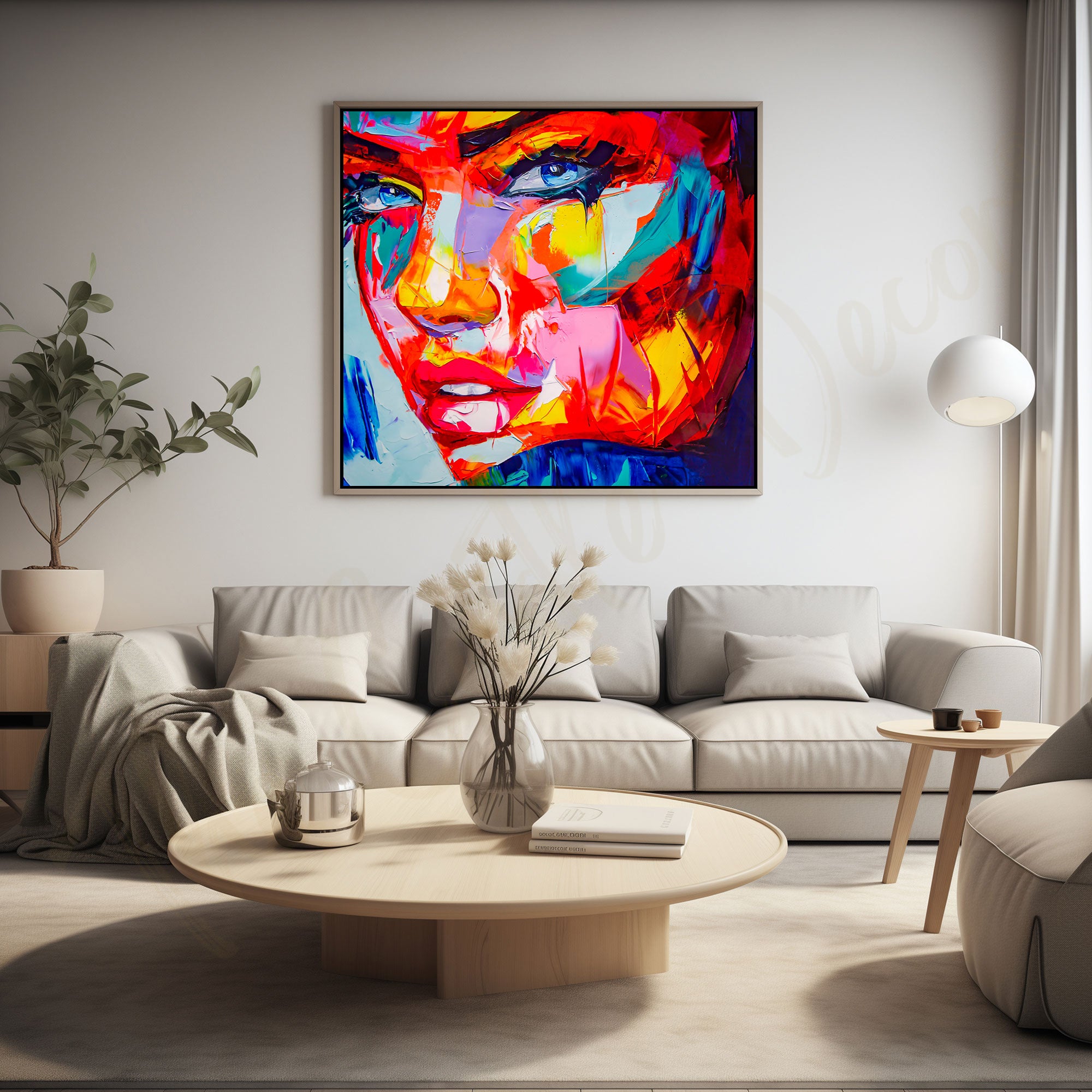 Modern woman face painting with frame Big Size Wall Art for living room,Bedroom,Drawing room,Hotels