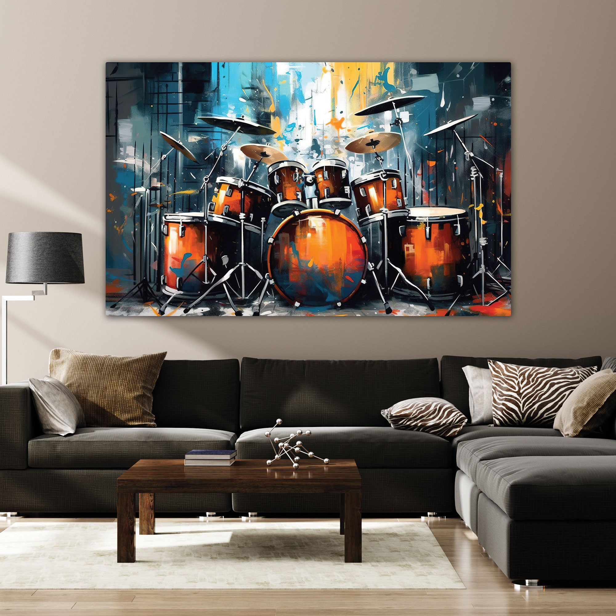 Drumset Canvas painting with frame Big Size Wall Art for living room,Bedroom,Drawing room,Hotels
