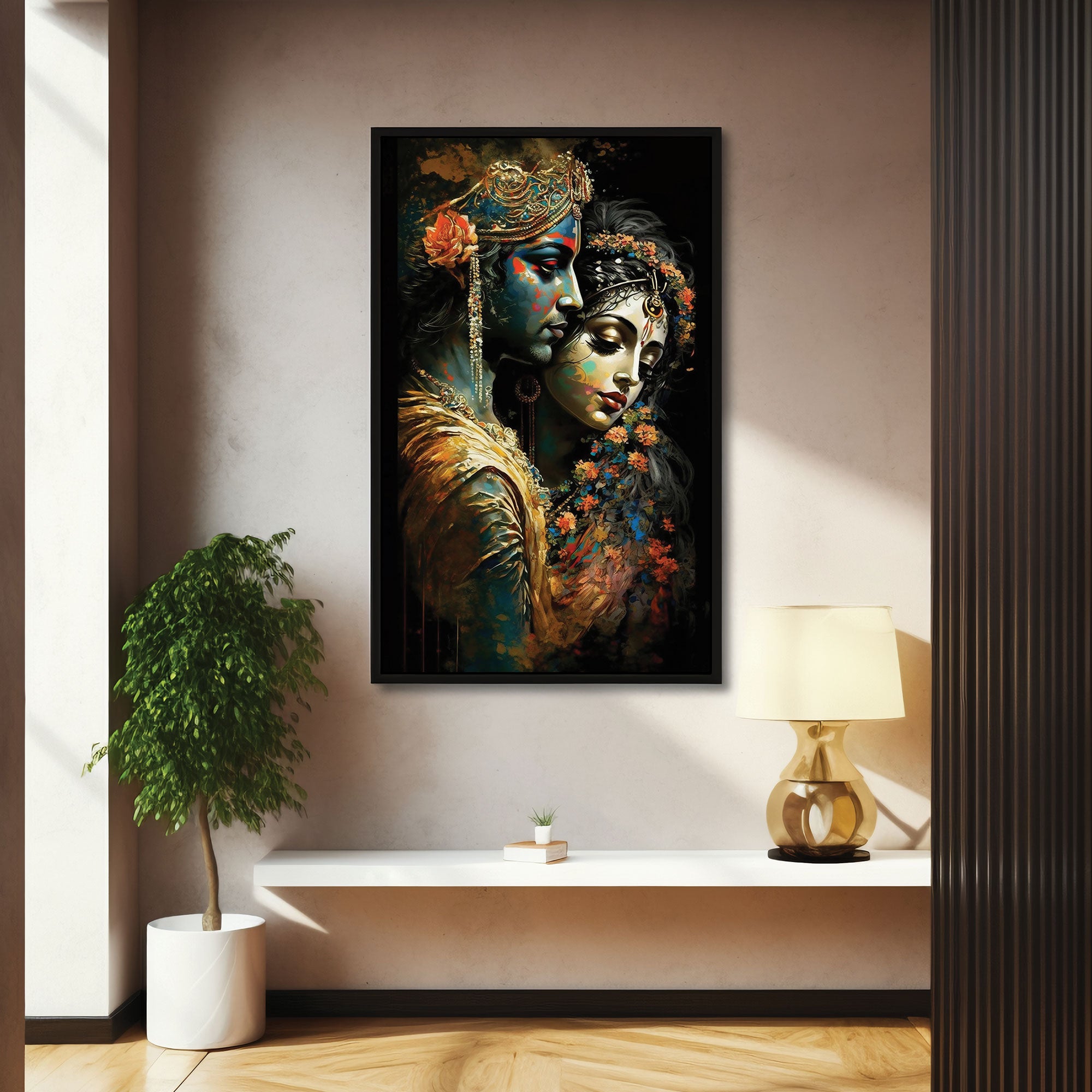 Radha krishan love Canvas painting with frame Big Size Wall Art for living room,Bedroom,Drawing room,Hotels