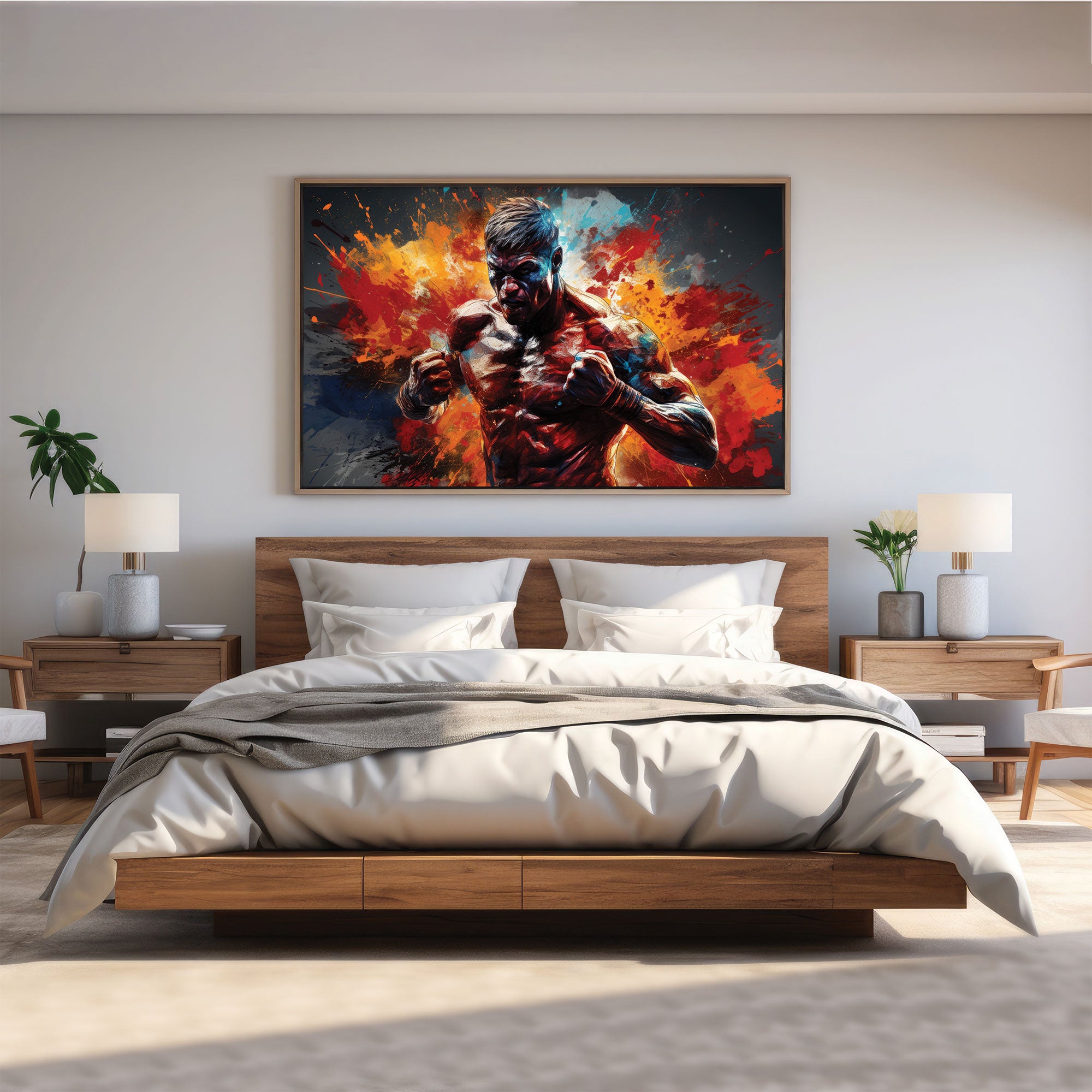 Boxer Abstract Canvas painting with frame Big Size Wall Art for living room,Bedroom,Drawing room,Hotels