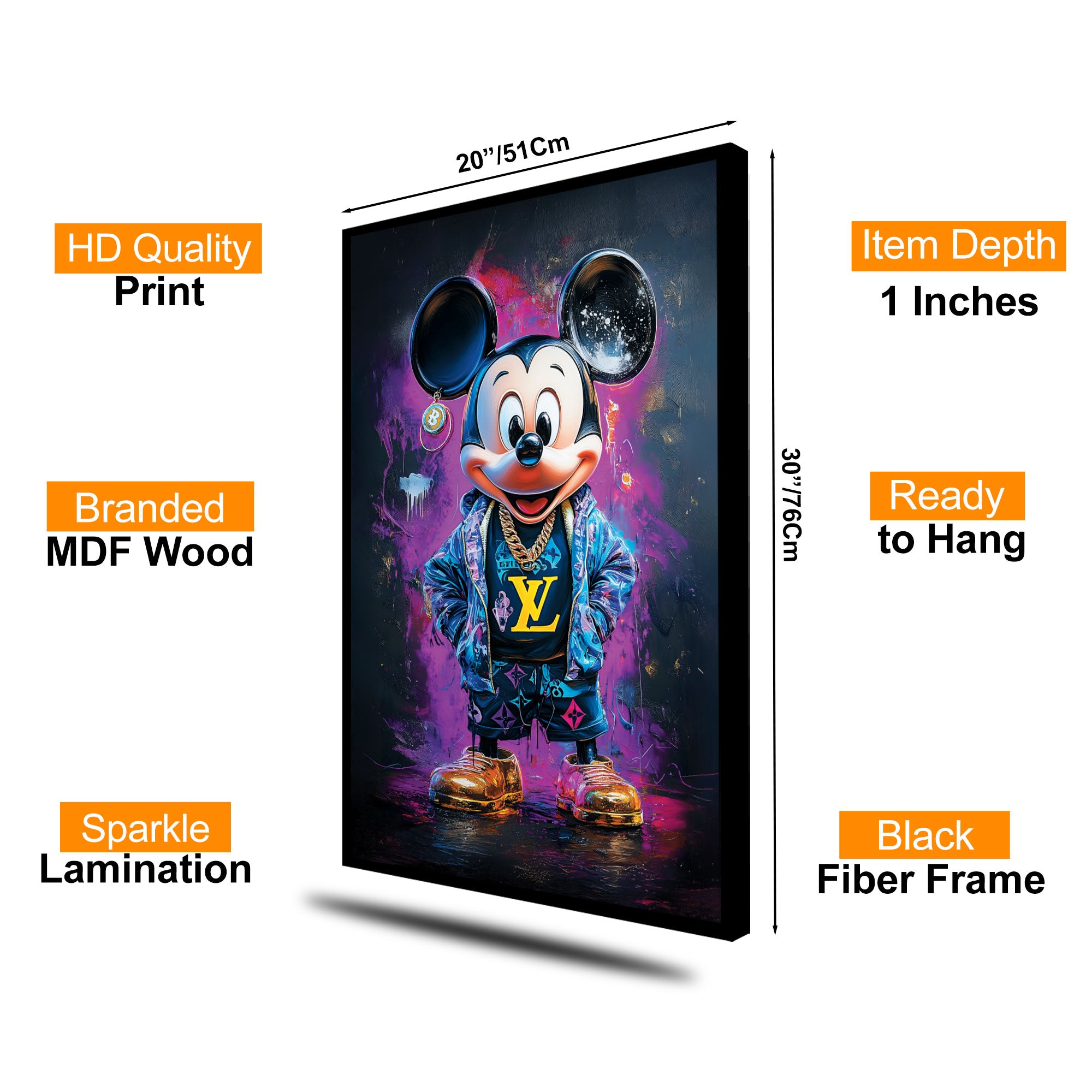 The Castle Decor Luxury Mouse Pop Art Wall Poster, Designer Fashion Street Artwork with Sparkle Finish, 20×30 Inch Wall Décor for Bedroom & Modern Interiors