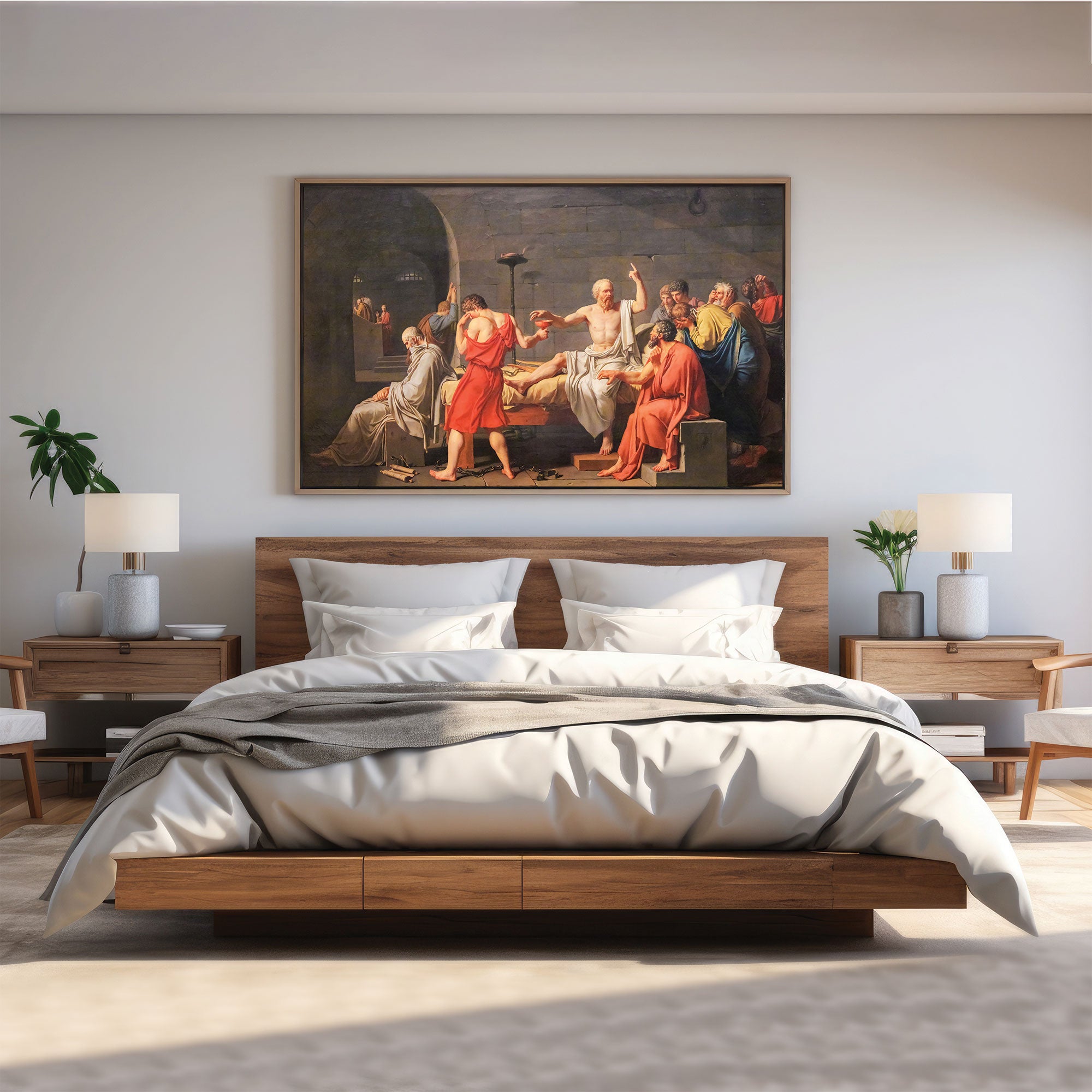 Death of socrates Canvas painting with frame Big Size Wall Art for living room,Bedroom,Drawing room,Hotels