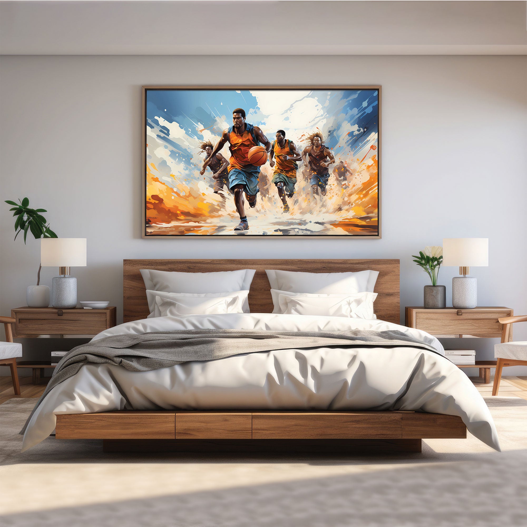 Basketball Canvas painting with frame Big Size Wall Art for living room,Bedroom,Drawing room,Hotels
