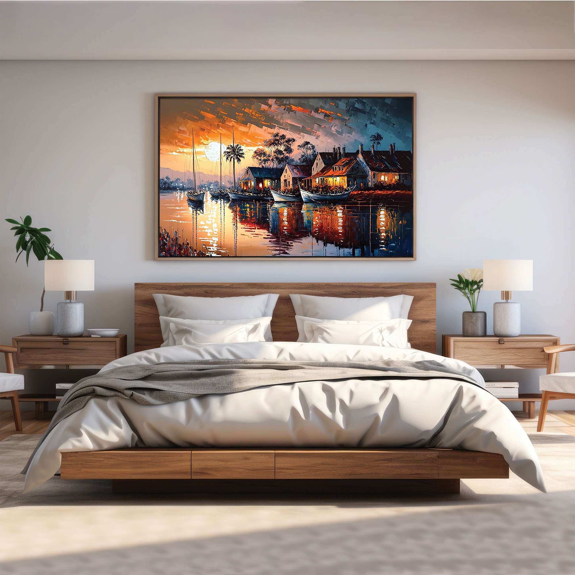 Cityscape Canvas painting with frame Big Size Wall Art for living room,Bedroom,Drawing room,Hotels