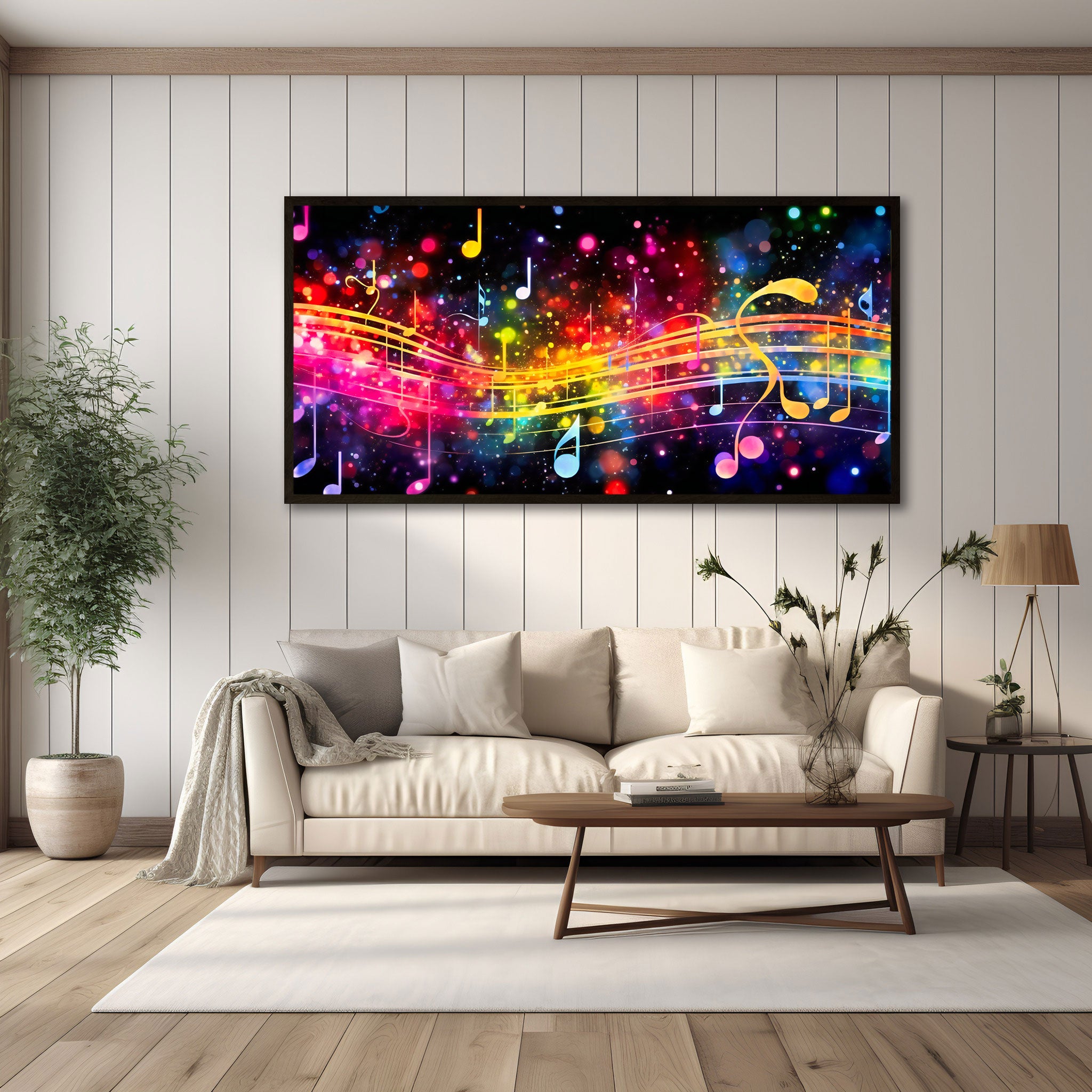 Colourful music notesAbstract Canvas painting with frame Big Size Wall Art for living room,Bedroom,Drawing room,Hotels