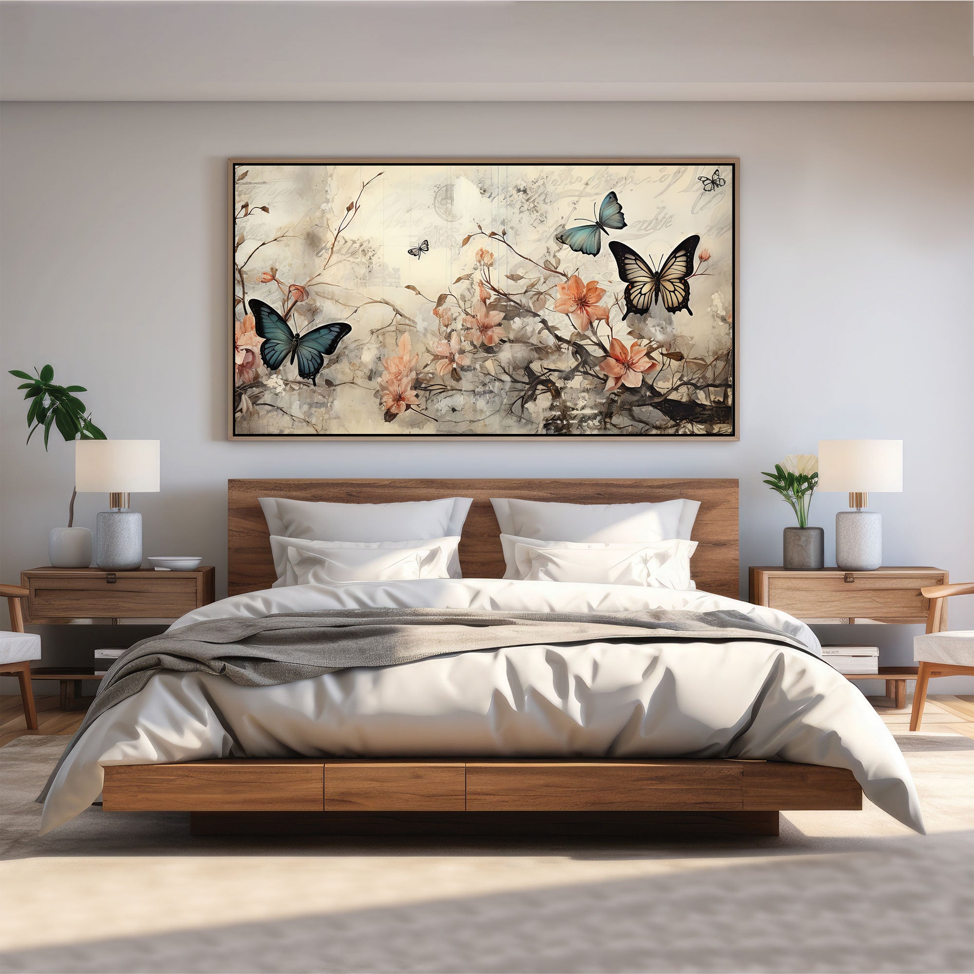 Modern butterfliesAbstract Canvas painting with frame Big Size Wall Art for living room,Bedroom,Drawing room,Hotels