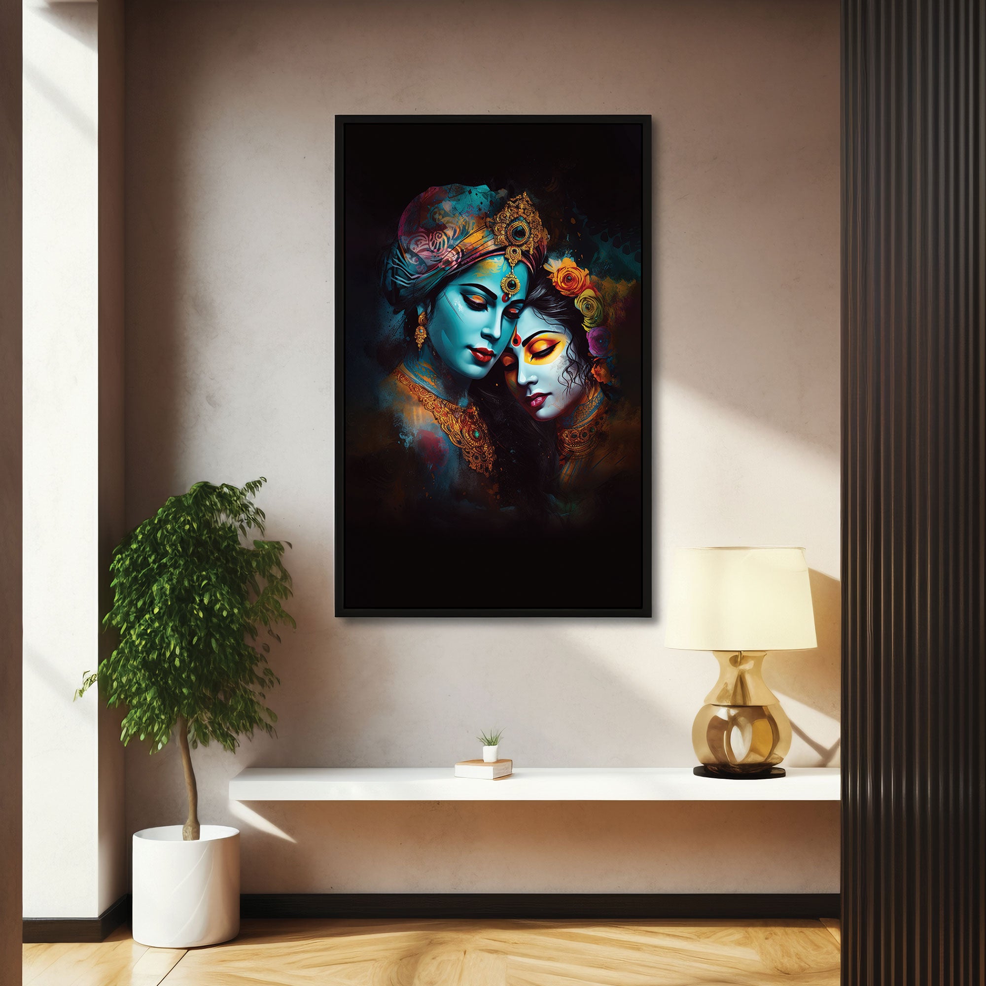 Radha krishan love Canvas painting with frame Big Size Wall Art for living room,Bedroom,Drawing room,Hotels