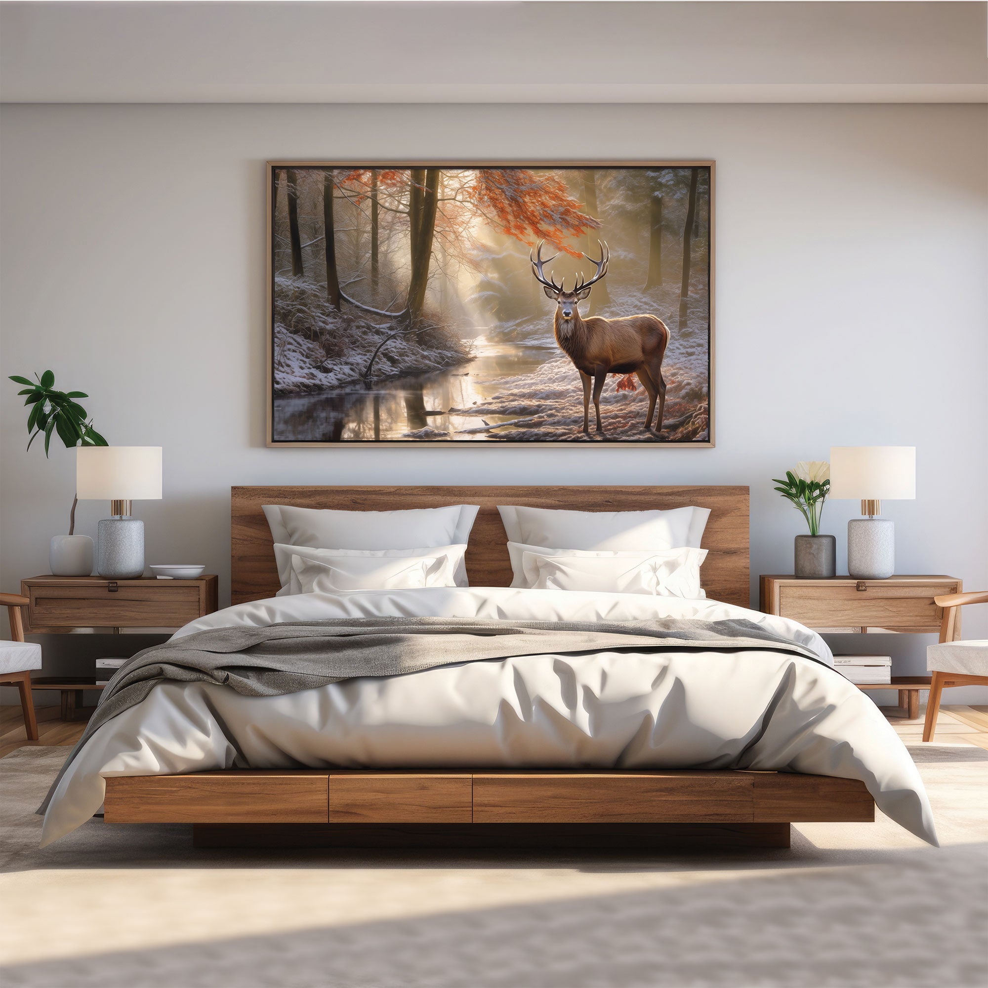 Deer Abstract Canvas painting with frame Big Size Wall Art for living room,Bedroom,Drawing room,Hotels