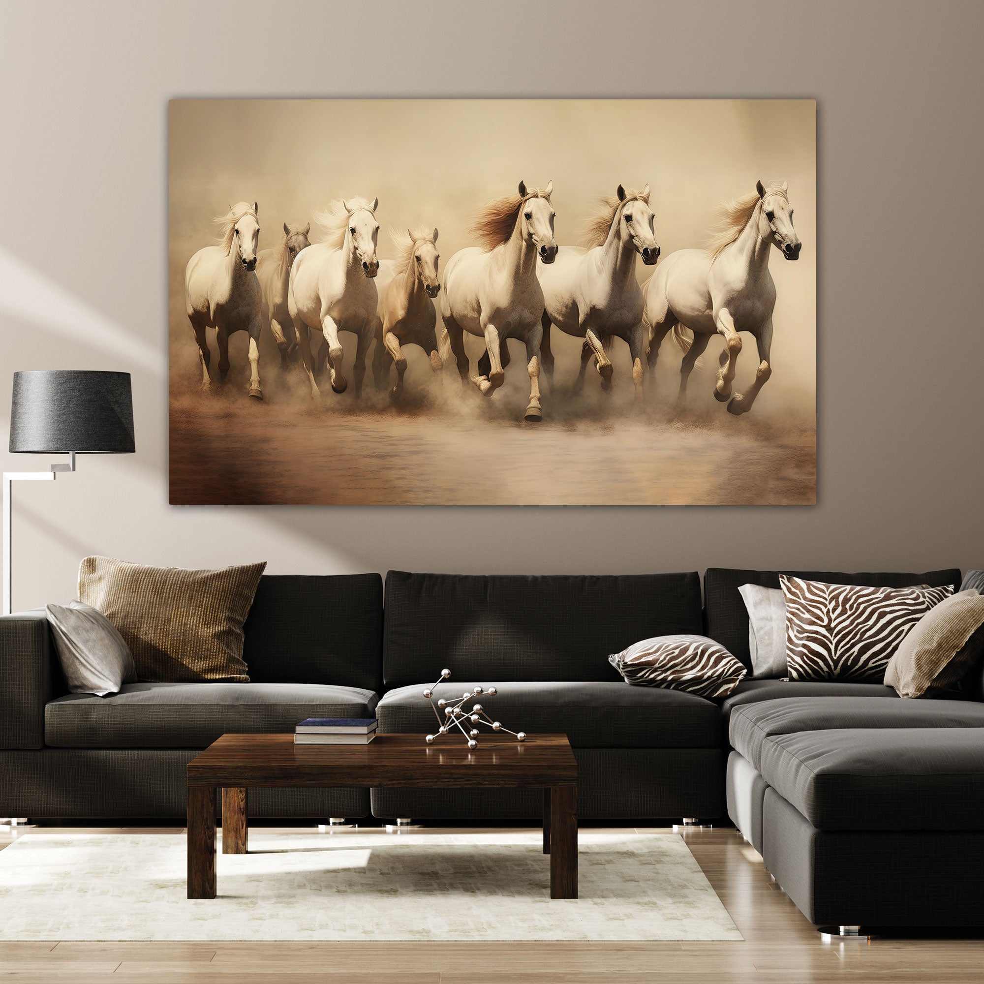 Vaastu running horses Canvas painting Big Size Wall Art for living room,Bedroom,Drawing room,Hotels