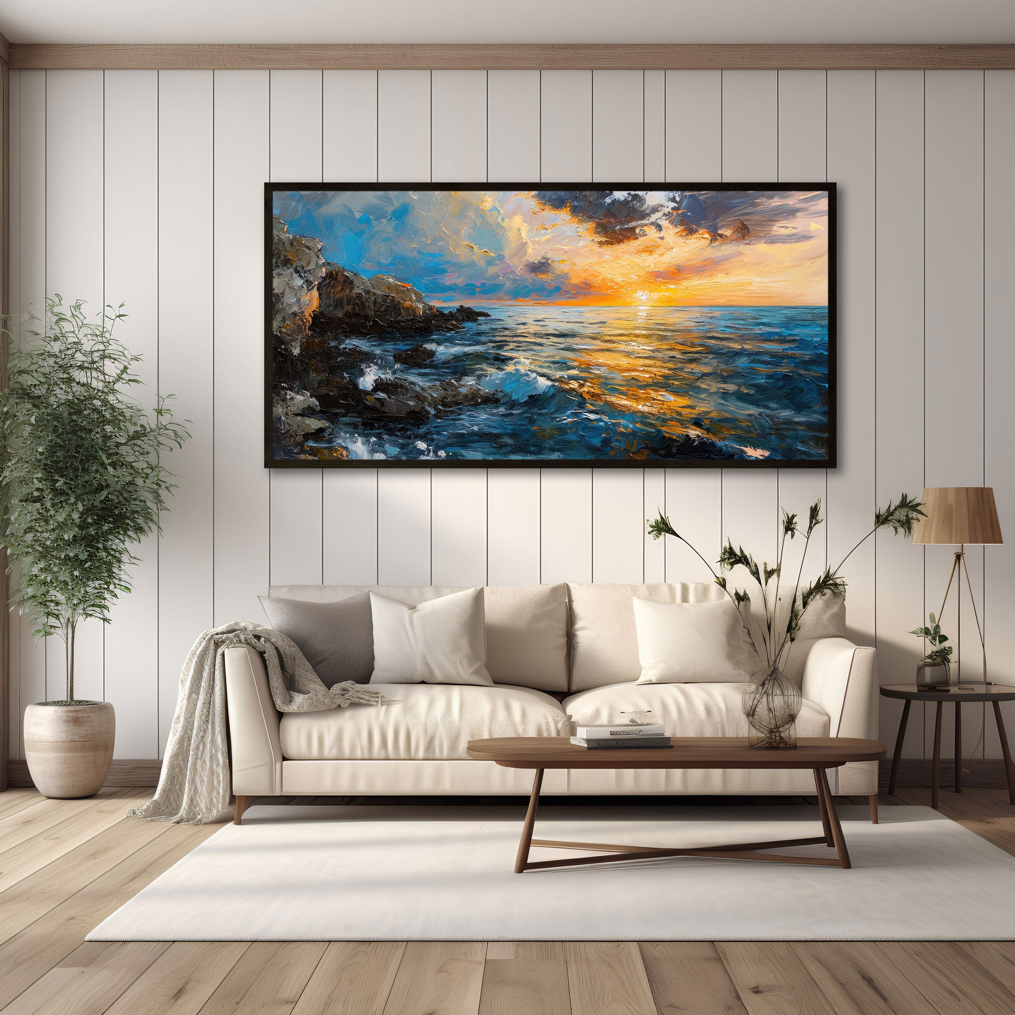 SunsetAbstract Canvas painting with frame Big Size Wall Art for living room,Bedroom,Drawing room,Hotels