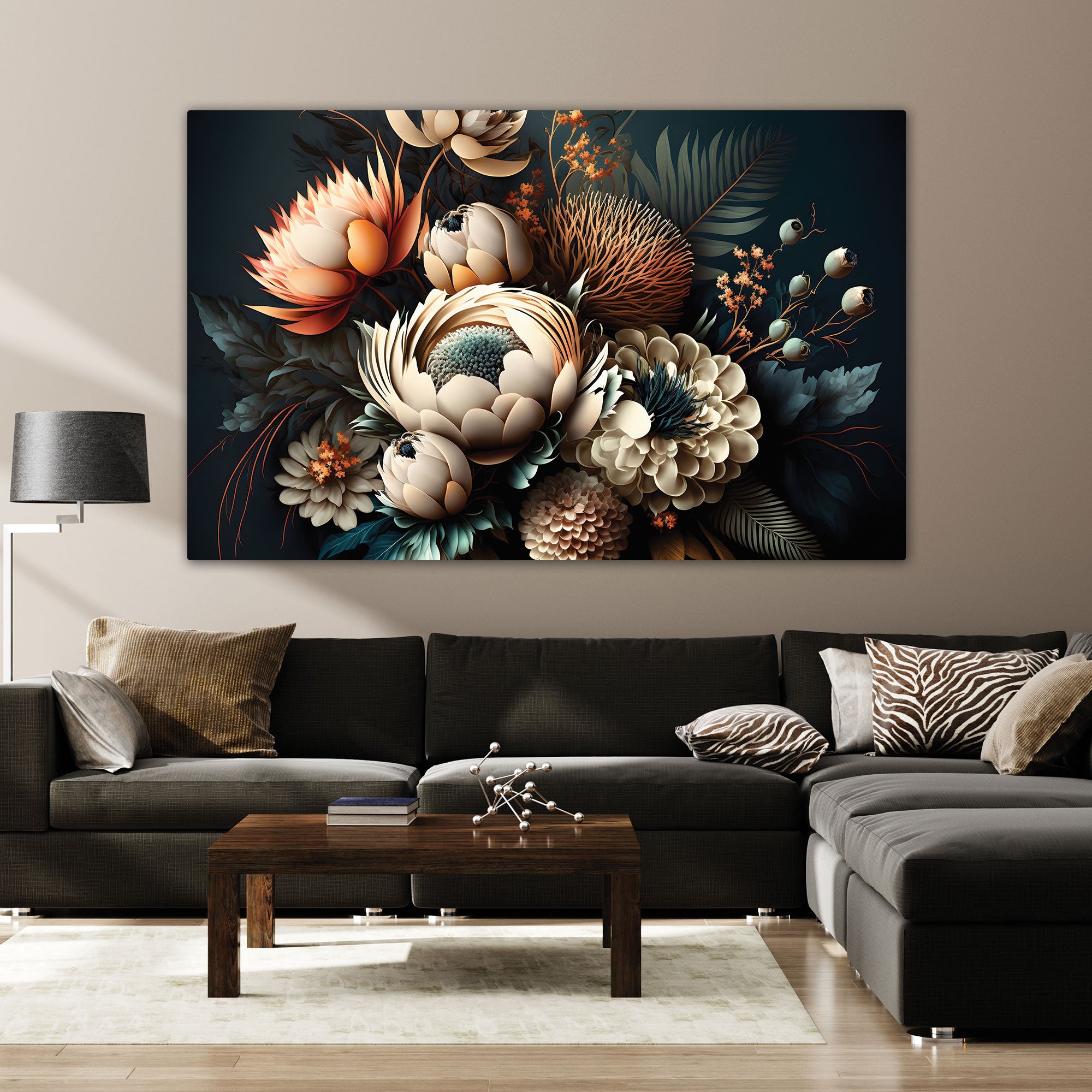 3d flowers Canvas painting with frame Big Size Wall Art for living room,Bedroom,Drawing room,Hotels