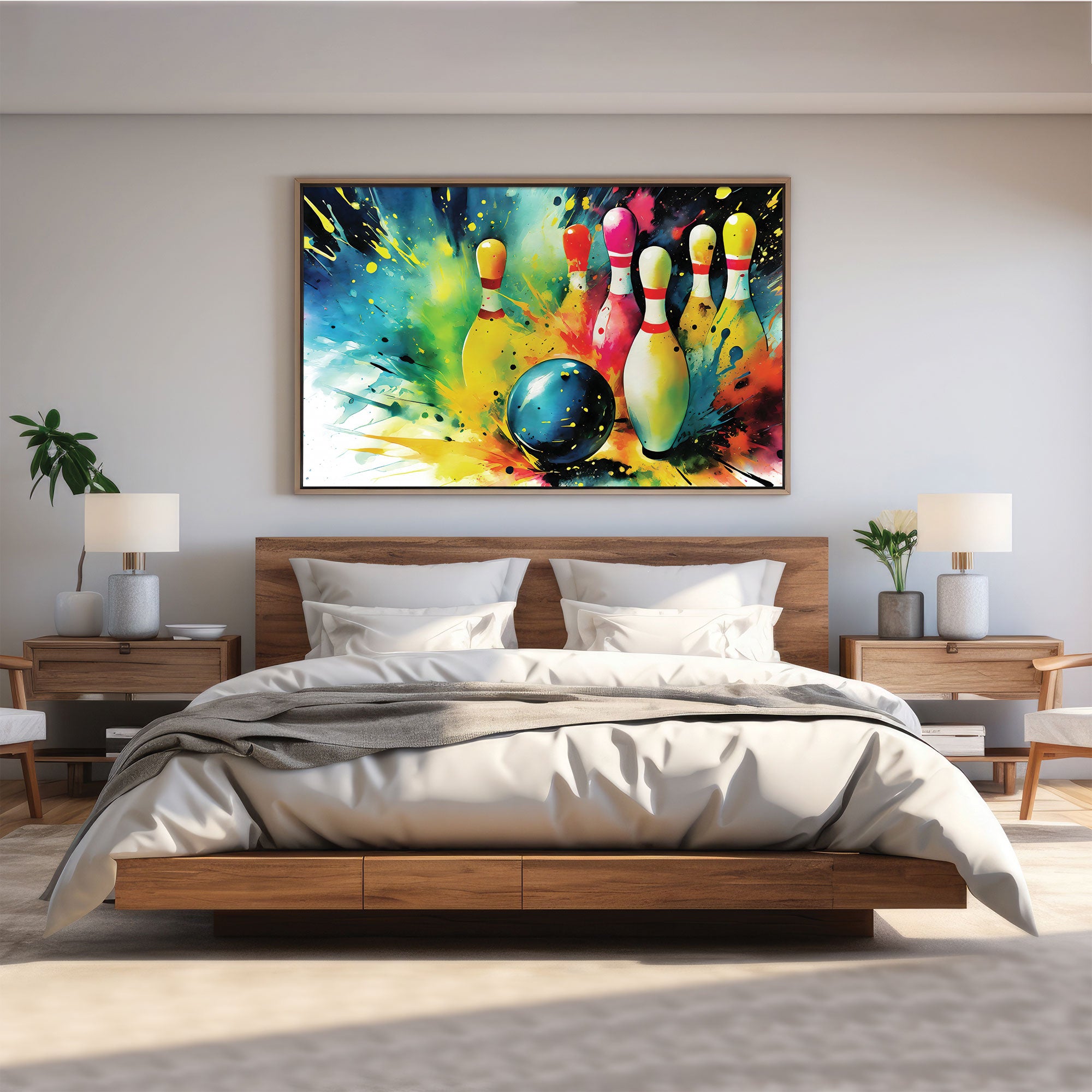 The Castle Decor bowling ball abstract canvas/Sparkle painting with frame Big Size Wall Art for living room,Bedroom,Drawing room,Hotels-Wooden Framed-Digital Painting