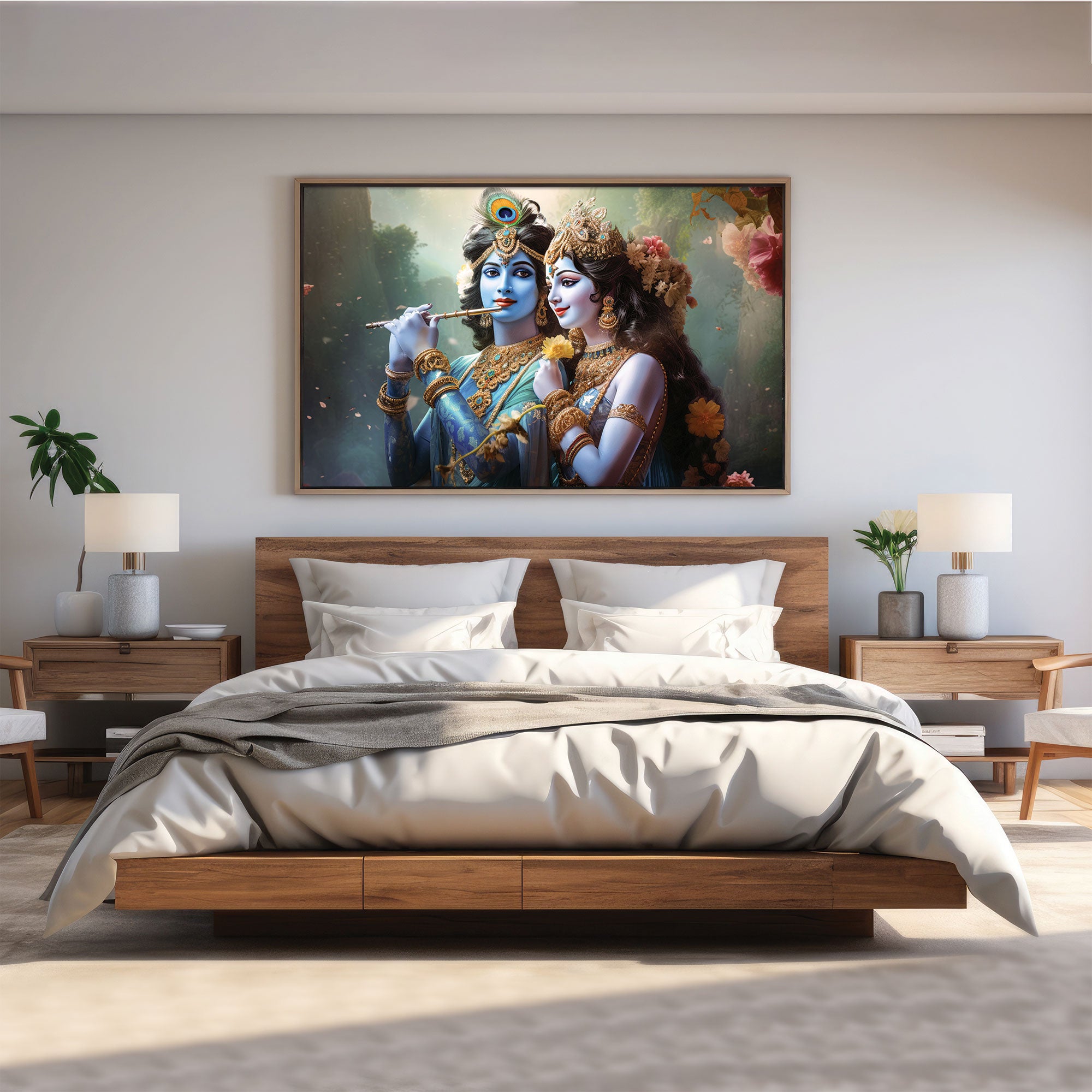 Radha krishan ji Canvas painting with frame Big Size Wall Art for living room,Bedroom,Drawing room,Hotels